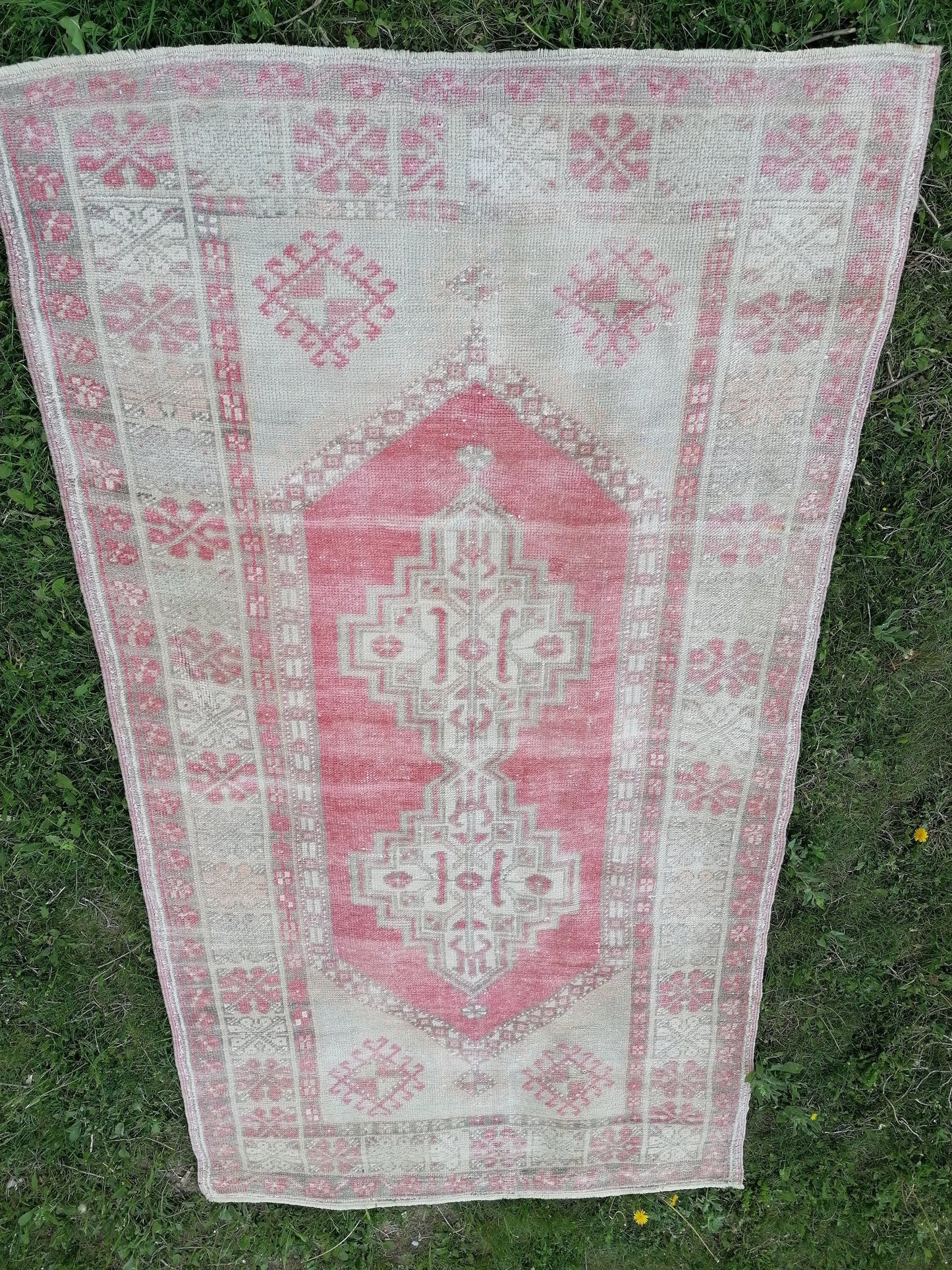 Vintage rug 3'11x6'9 oushak rug,anatolian rug,unique hand made rug
