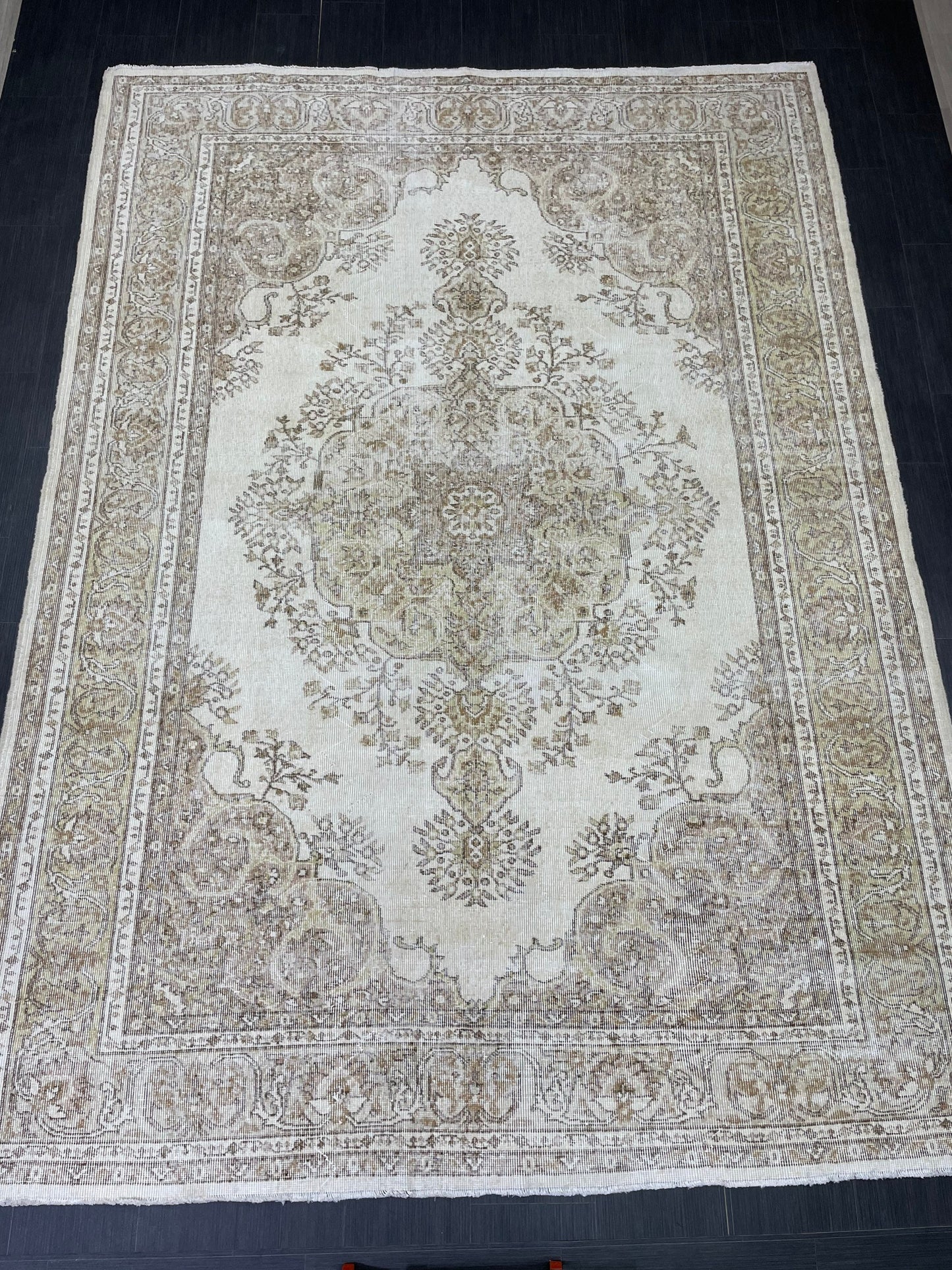 Vintage RUG 7.2 x 10 Antique Rug Vintage Wool Oriental Rug Handmade Rug Hand Knotted Rug NATURAL Wool Rug Turkish Rug