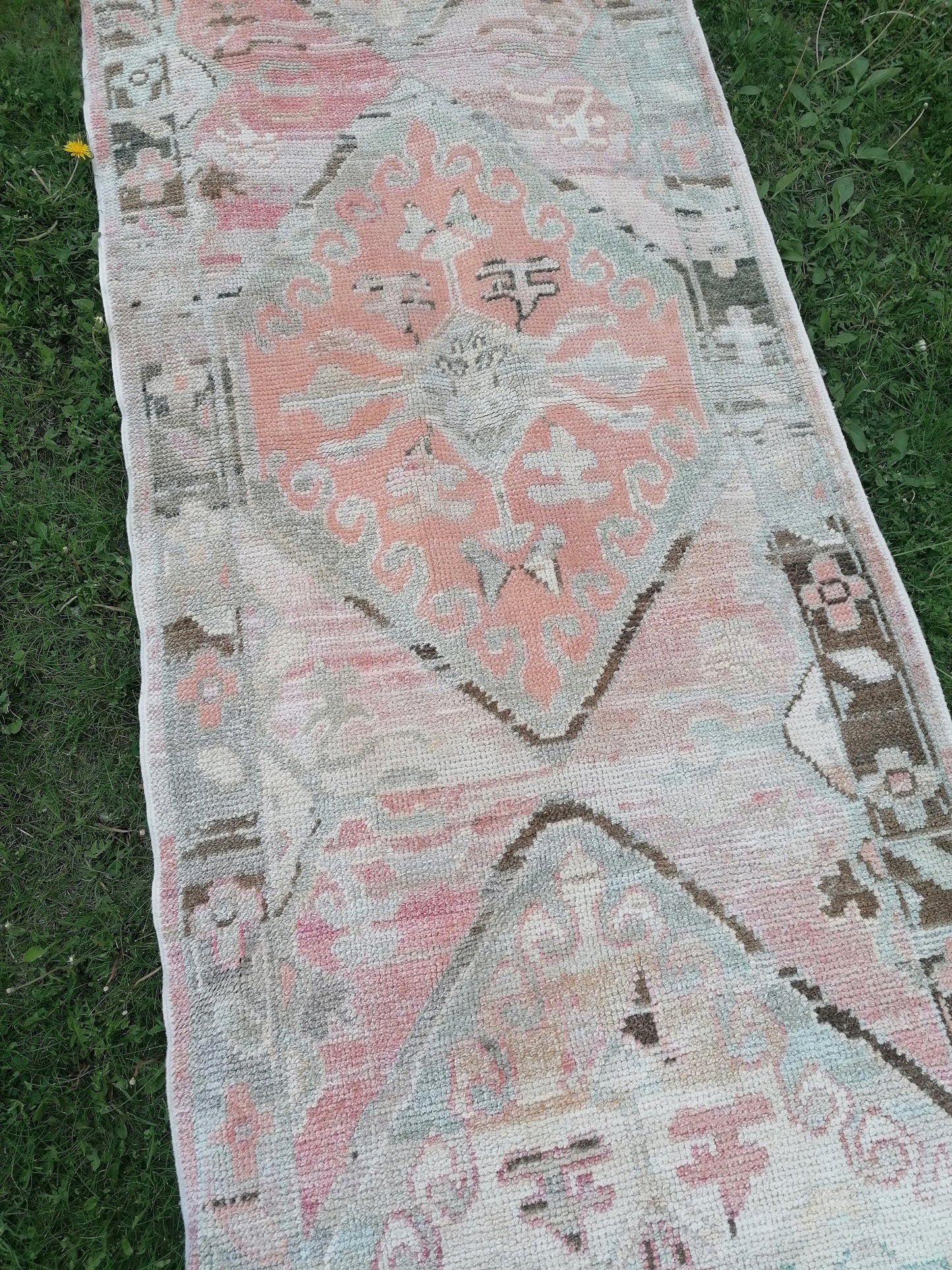 Oushak runner rug 2'11x16'8 turkish new production oushak runner rug vintage runner rug, hallway runner kitchen runner, handmade wool rugs