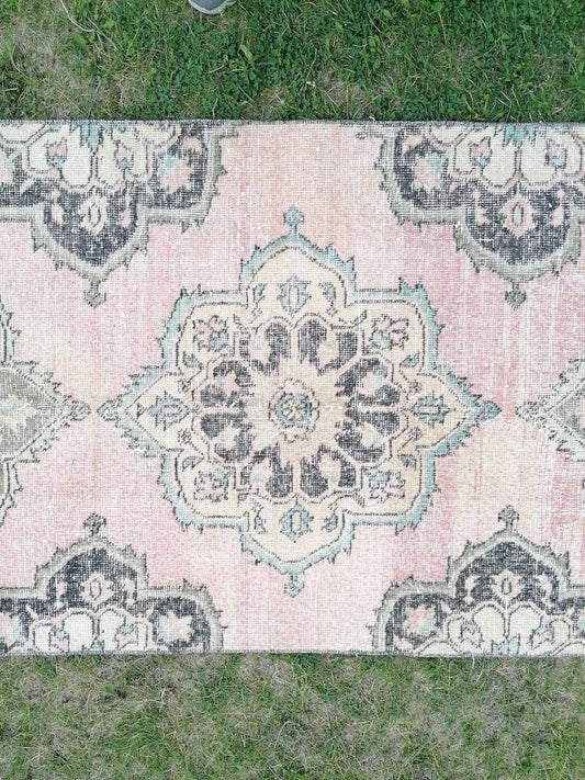 Vintage wool runner 2'10x12'7 hallway oushak runner, distressed turkish handmade runner, kitchen runner rug, entery rug