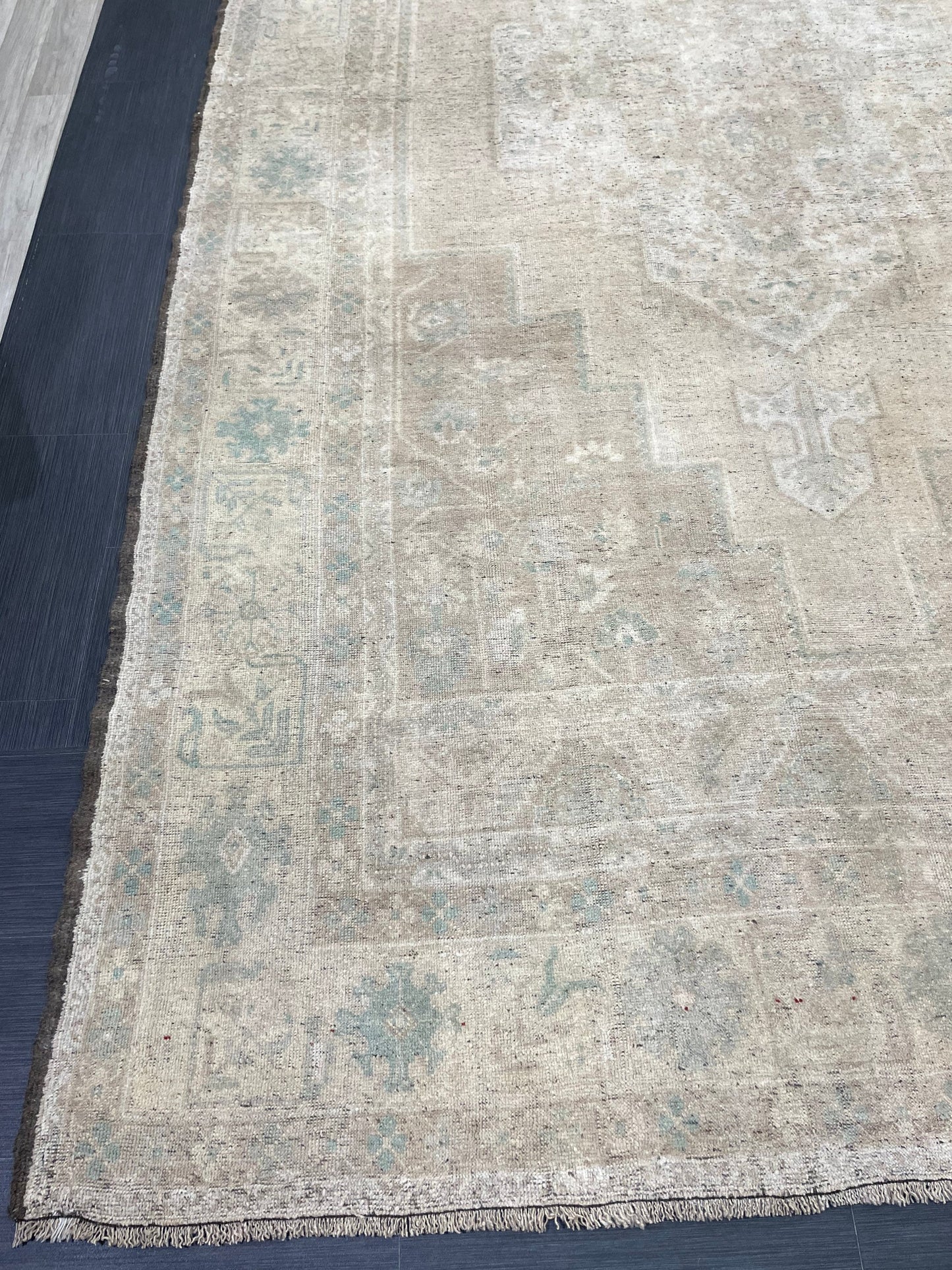 Muted Turkish RUG Oushak 7.4 x 13.5 Rug Vintage Oriental Rug Vintage Persian Rug Wool Hand Knotted Rug Handmade Rug Vintage Turkish Rug