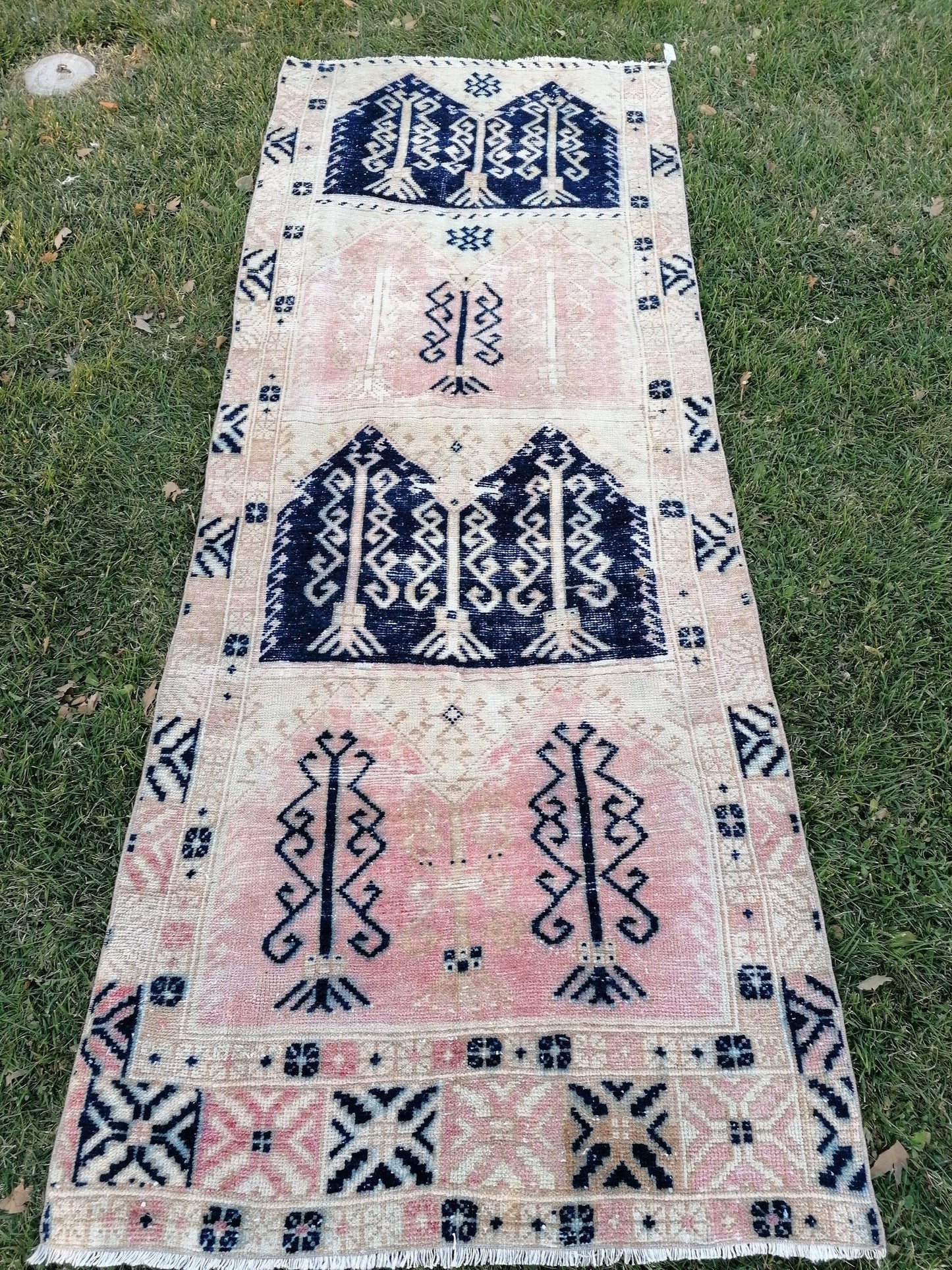 Oushak vintage rug vintage hand made rug 3'2x8'2 living room rug, area rug