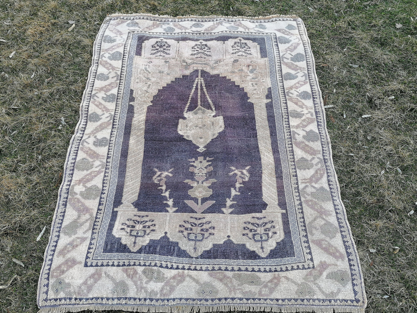 Turkish rug, vintage rug,hand made wool rug 4x5'5 oushak vintage rug, kitchen rug bohemian rug