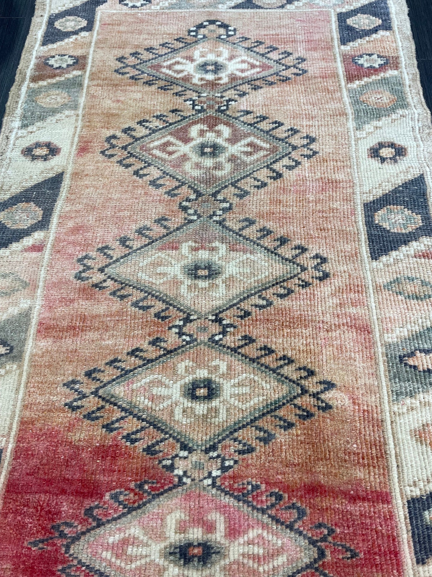 Blue Vintage Rug 2.6 x 4.2 Rug Oushak Rug, Wool Oriental Rug Hand Made Rug Persian Rug, Vintage Turkish Rug Hand Knotted Wool Rug