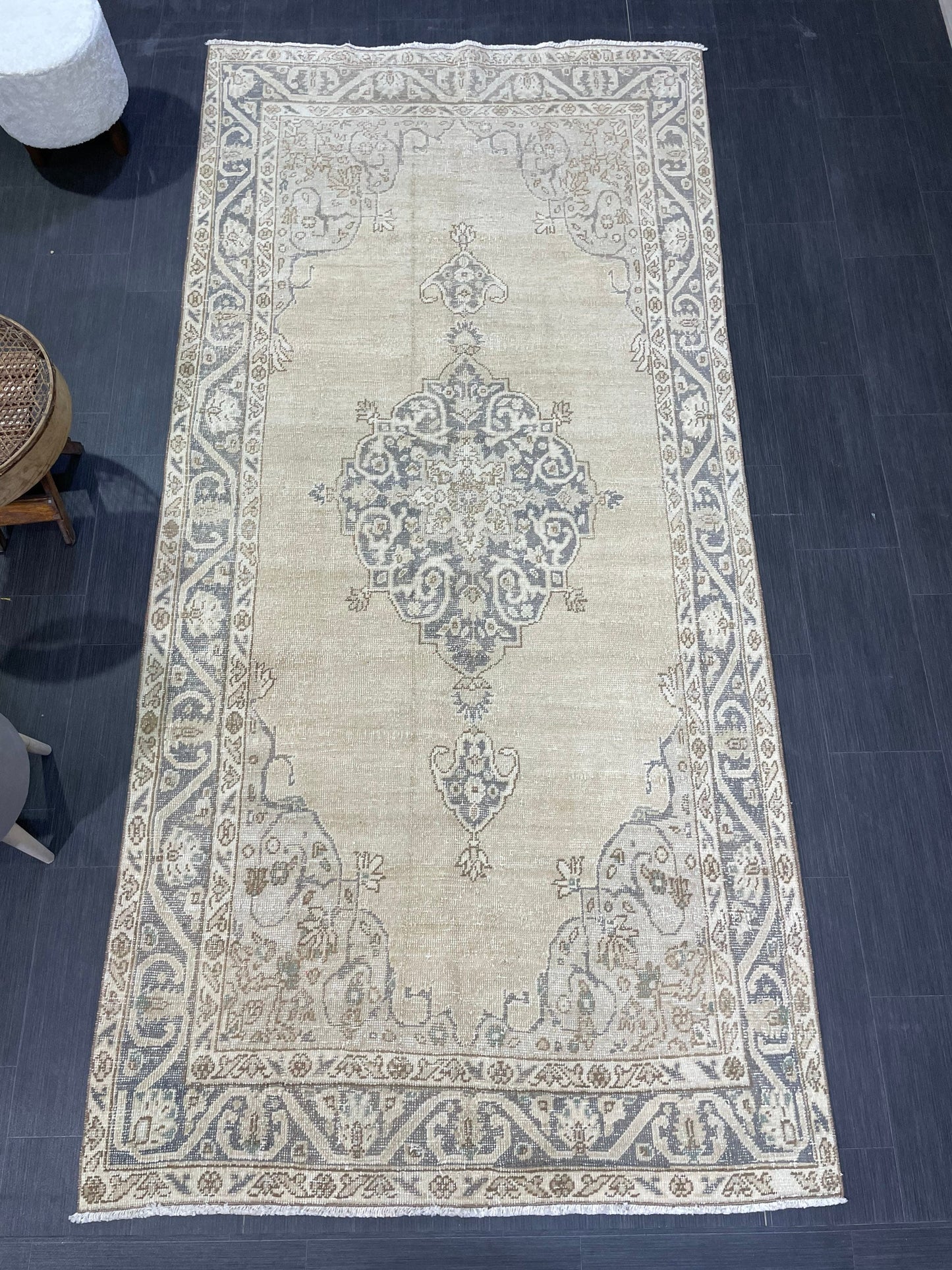 Handmade Rug, Vintage 4.9 x 10 Turkish Rug, Persian Rug, NATURAL Wool Rug, Living Room Rug, Oushak Rug, Hand Knotted Rug, Kitchen Rug,