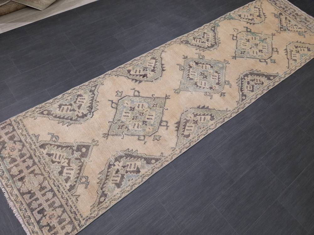 Vintage Runner 3 x 10.8 Rug Muted TURKISH Muted Runner Rug Vintage Oushak Runner Rug Vintage Runner Rug Wool Oriental Runner Handmade Runner