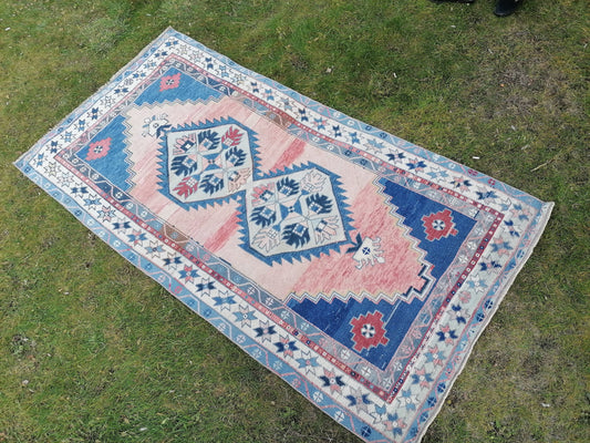4.2 x 8 Oushak turkish rug, vintage rug, vintage oushak rug, unique hand made rug