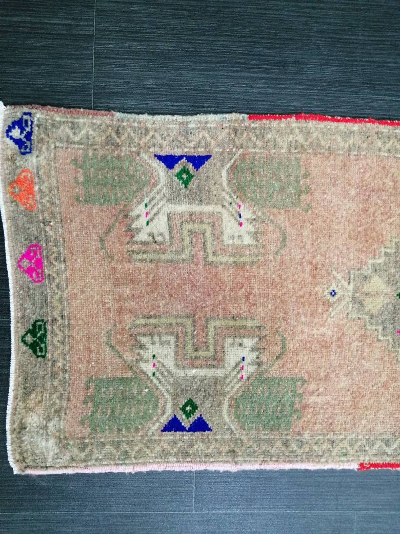 Vintage Turkish Rug Mini Rug Small Area Rug Turkish Rug Oushak Rug Persian Hand Made Rug Oriental Vintage Rug Door Mat