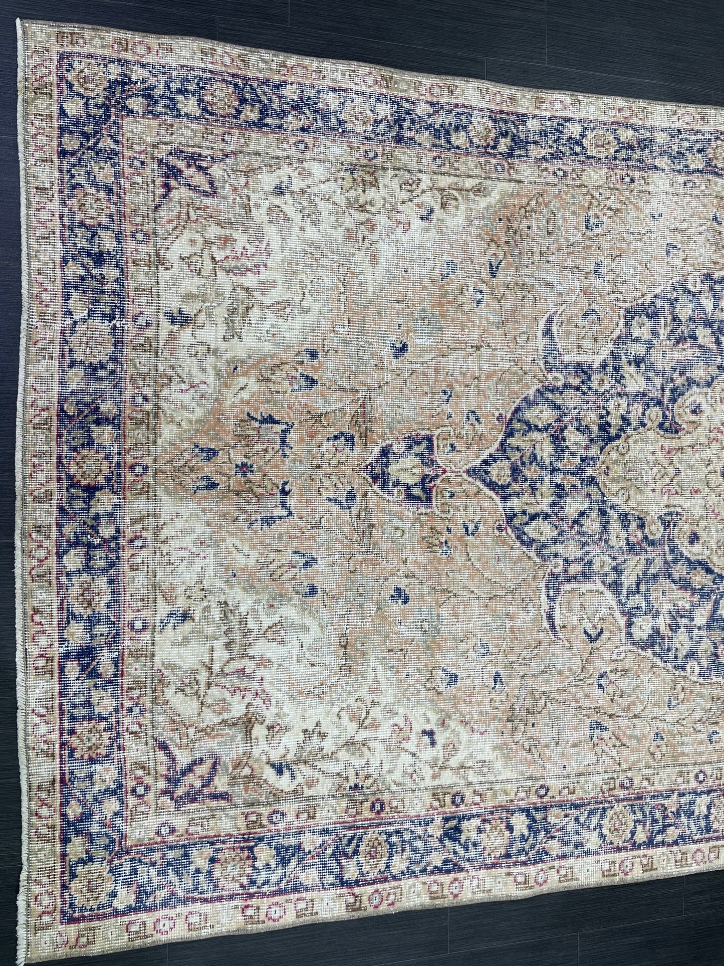 Persian RUG Vintage TURKISH 5 x 8.7 Rug Blue Vintage Rug Wool Oushak Rug Handmade Rug Hand Knotted Rug Natural Wool Rug