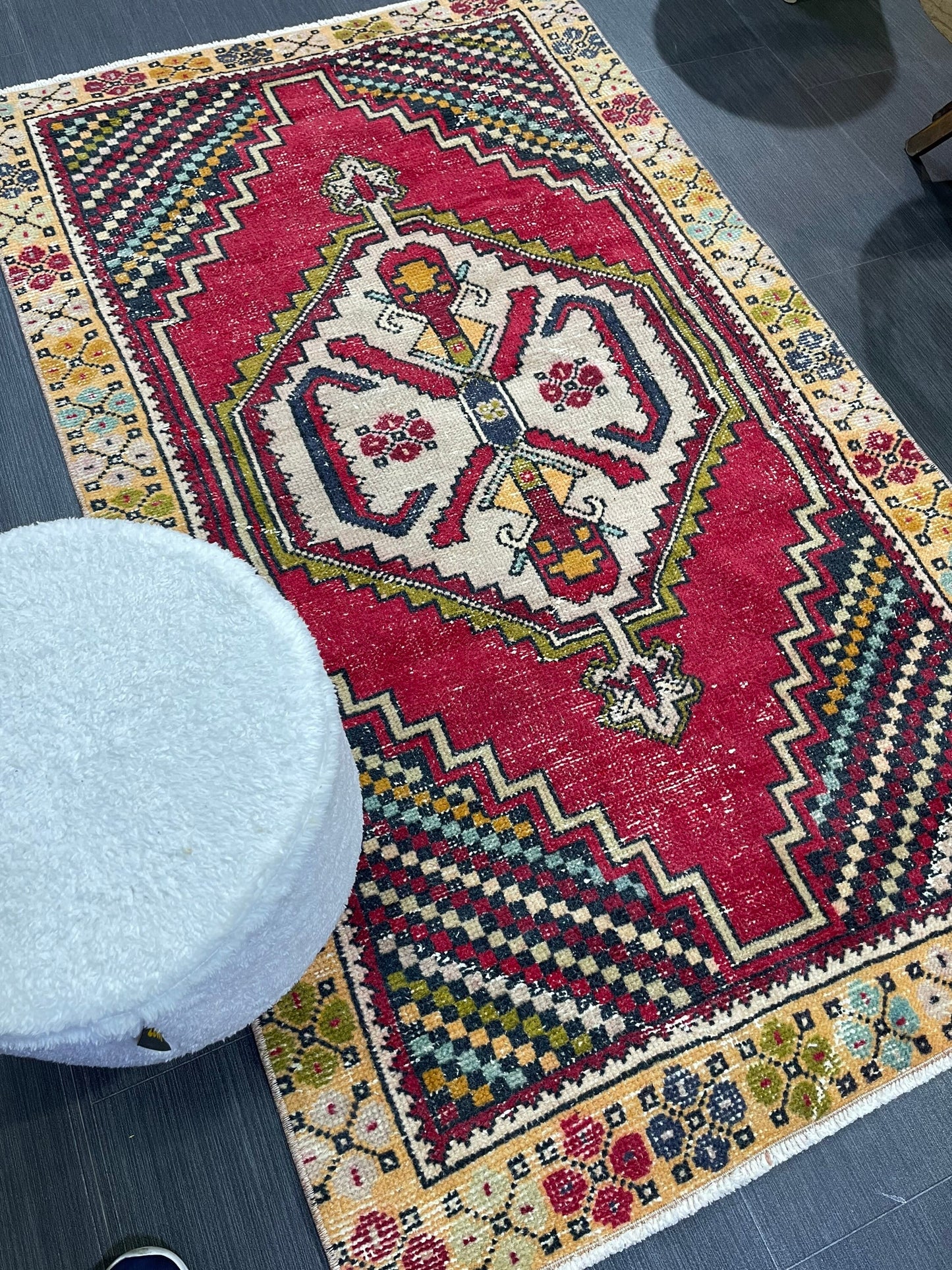 Vintage Oriental RUG, Oushak 3.3 x 5.7 Rug, Turkish Rug, Persian Rug, Vintage Rug, Fine Wool Turkish Rug, Muted Living room Rug