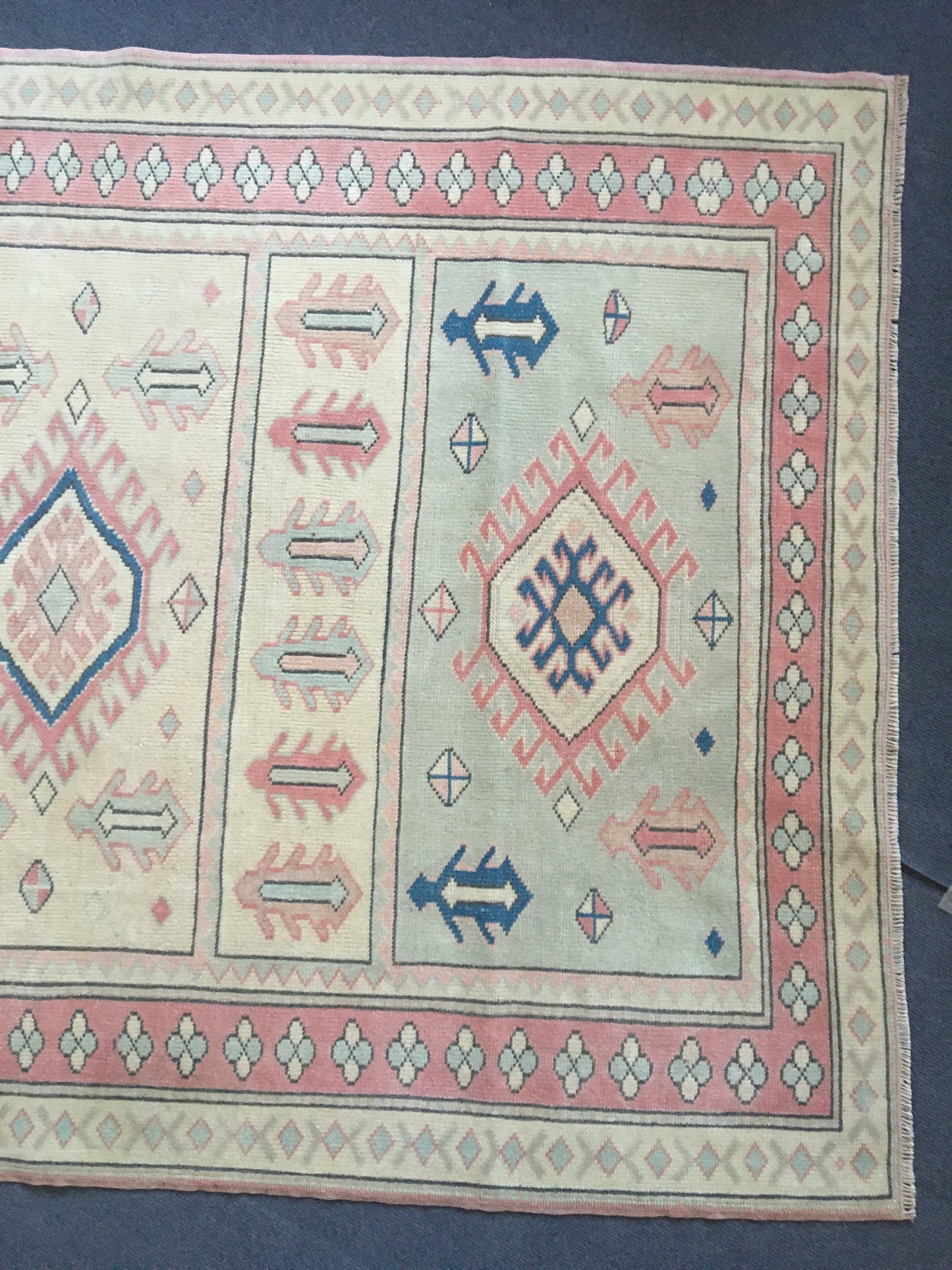 4x6 feet etnique design turkish bedroom rug, handmade kitchen floor rug, oushak bathroom area rug,persian motif large rug,hallway middle rug