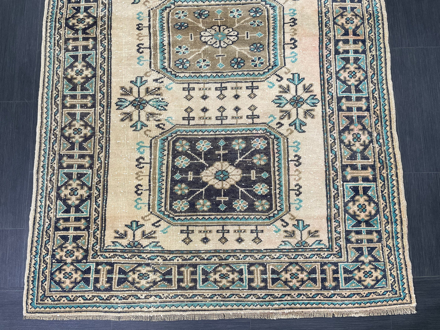 Vintage Runner Rug 4.5 x 11.8 Muted TURKISH Muted Runner Rug Vintage Oushak Runner Rug Long Runner Rug Wool Oriental Runner Handmade Runner