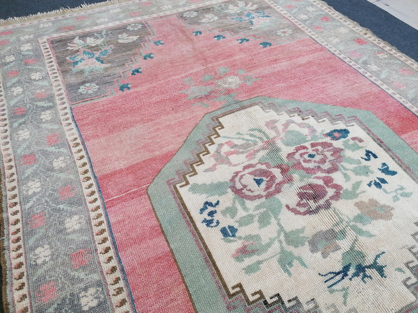 Turkish rug 5'2x8'6 vintage large rug, oushak hand made wool rug, living room rug, kitchen rug,bohemian rug
