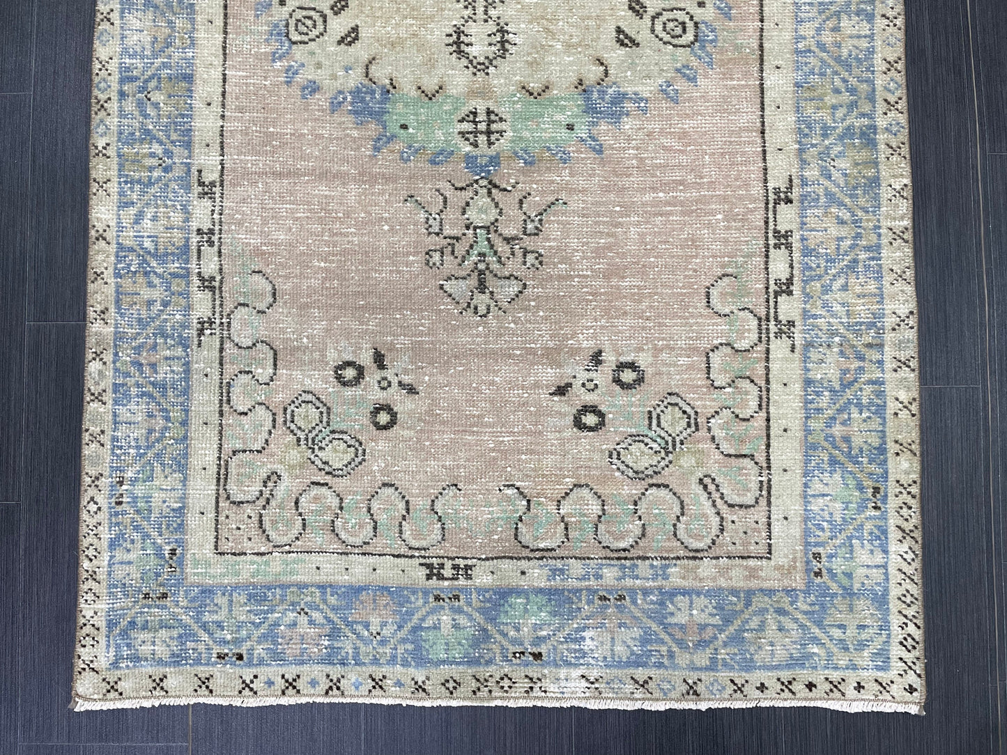 Vintage Rug TURKISH Rug Vintage 3.2 x 6.6 Oushak Rugs Muted Rug Turkish Oushak Rug, Vintage Oushak Rug Wool Rug