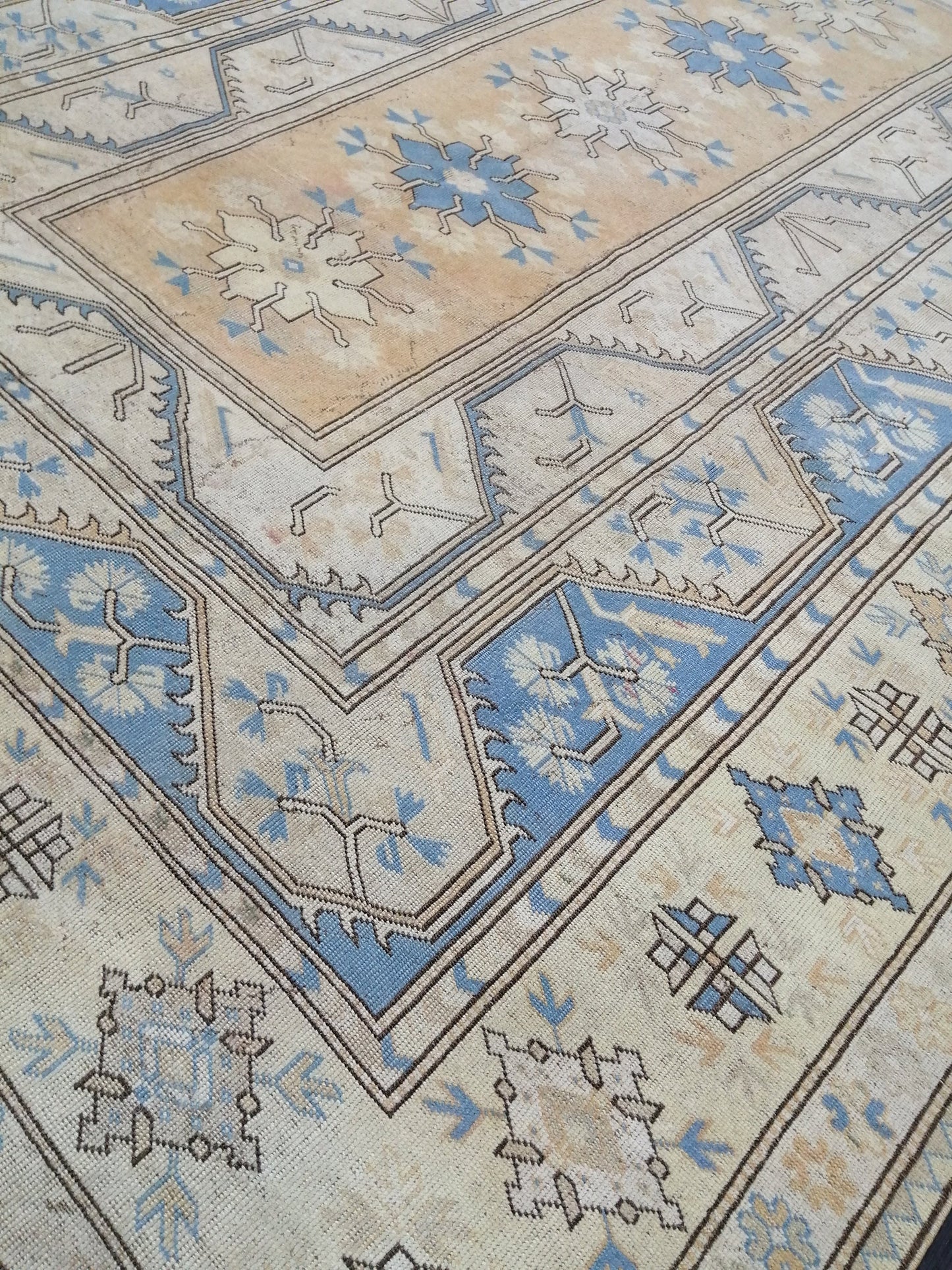 8.7 x 11.8 Muted Wool OUSHAK RUG TURKISH Persian Rug Vintage Oriental Rug Vintage Hand Made Rug Wool Oushak Rug Light Blue Rug 8x12 rug