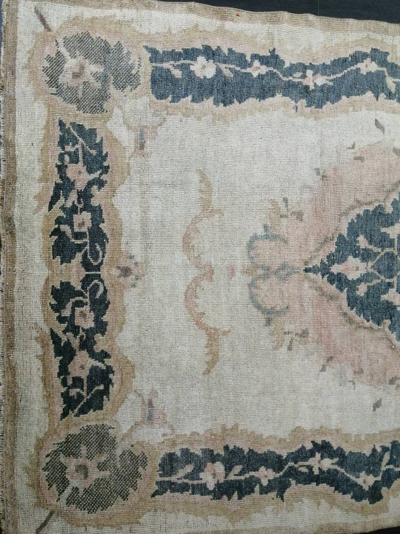 Persian Rug, Muted Vintage Rug, 5x9 Blue Turkish Rug, Wool Entryway Rug, Livingroom Rug Oushak Rug Navy Oriental Rug