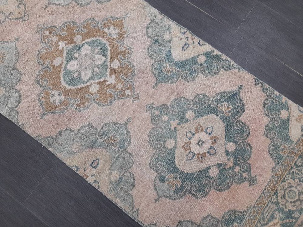 Muted Vintage Runner Rug 2.8 x 12.2 Muted Hallway Runner Kitchen Runner Rug Muted Staircase Runner Rug Muted Oushak Rug XĹ Turkish Runner