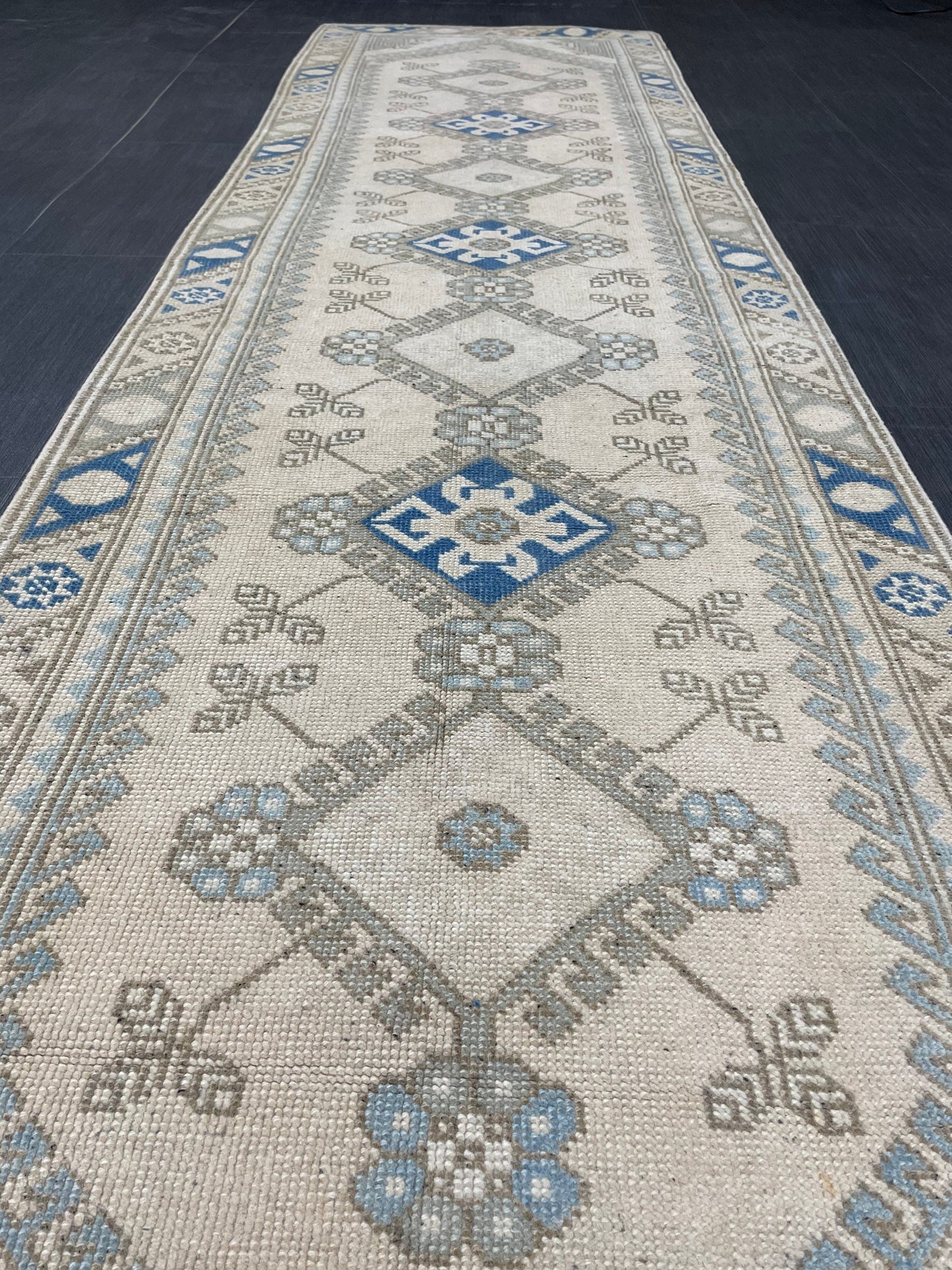 Muted Vintage Runner Rug Hallway 2.5 x 9.3 Runner Rug Kitchen Rug Runner Wool Runner Rug Oushak Runner Rug Turkish Runner Medium Wool Pile