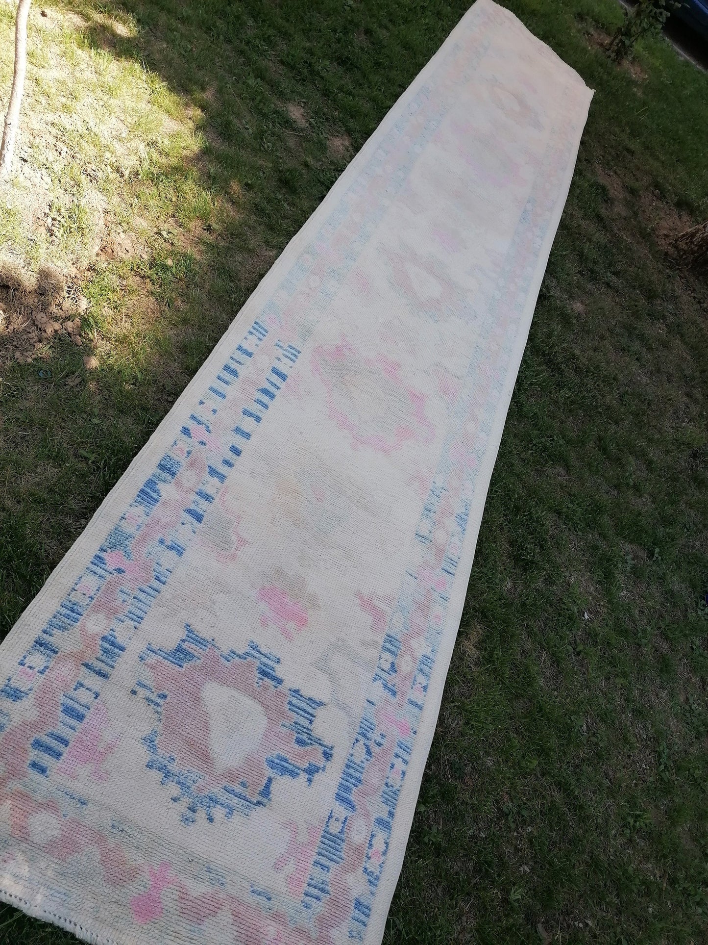 Turkish muted oushak runner rug 3x16'9 new production oushak runner rug, hallway oushak hand made wool rug