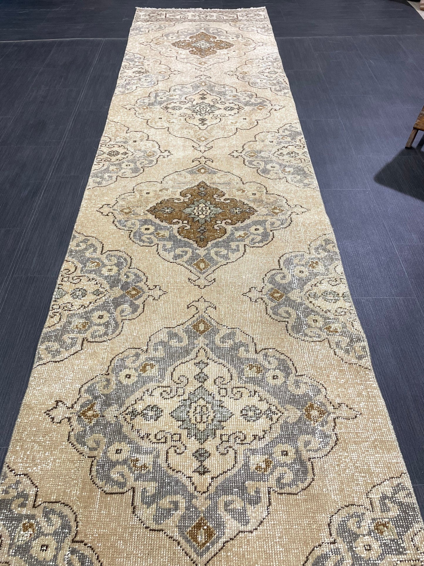 Hand Knotted Runner Rug Turkish Runner 2.7 x 13 Rug Vintage Runner Rug Hallway Runner Rug Kitchen Runner Rug Wool Runner Rug Wool Oushak Rug