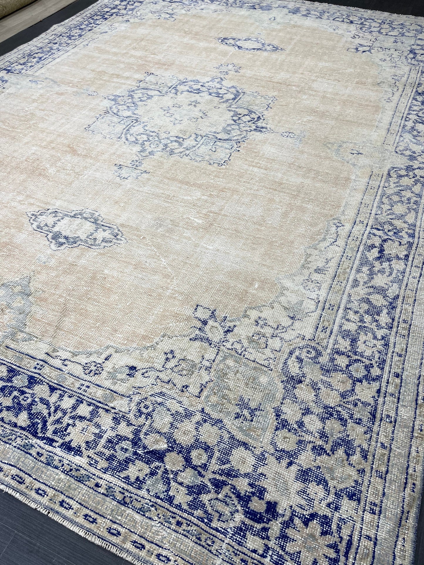 Large Distressed RUG 8 x 10.8 Muted TURKISH Antique Rug Vintage Persian Rug Vintage Rug Wool Oushak Rug HandMade Rug Hand Knotted Rug