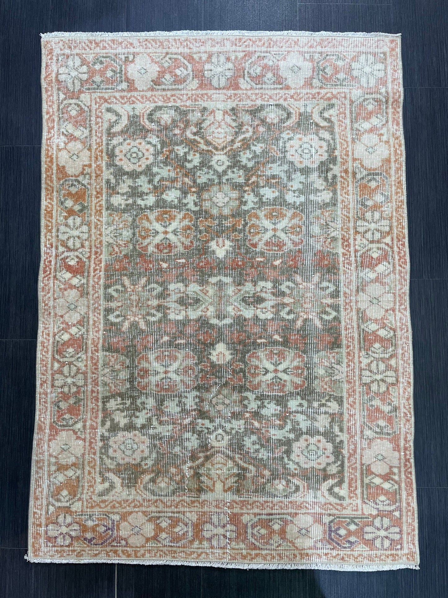 Wool Handmade 3 x 4.5 Rug, Persian Rug, Turkish Rug, Hand Knotted Wool Rug, Vintage Rug, Oushak Rug