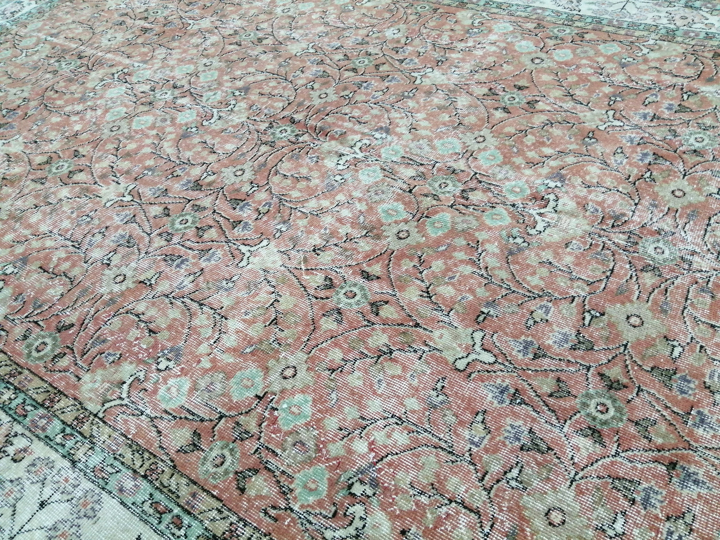 Vintage Rugs 7 x 10.4 TURKISH HAND MADE Rugs Vintage Turkish Rugs Traditional Rug, Turkish Oushak Rug, Vintage Oushak Rug, Wool Rug