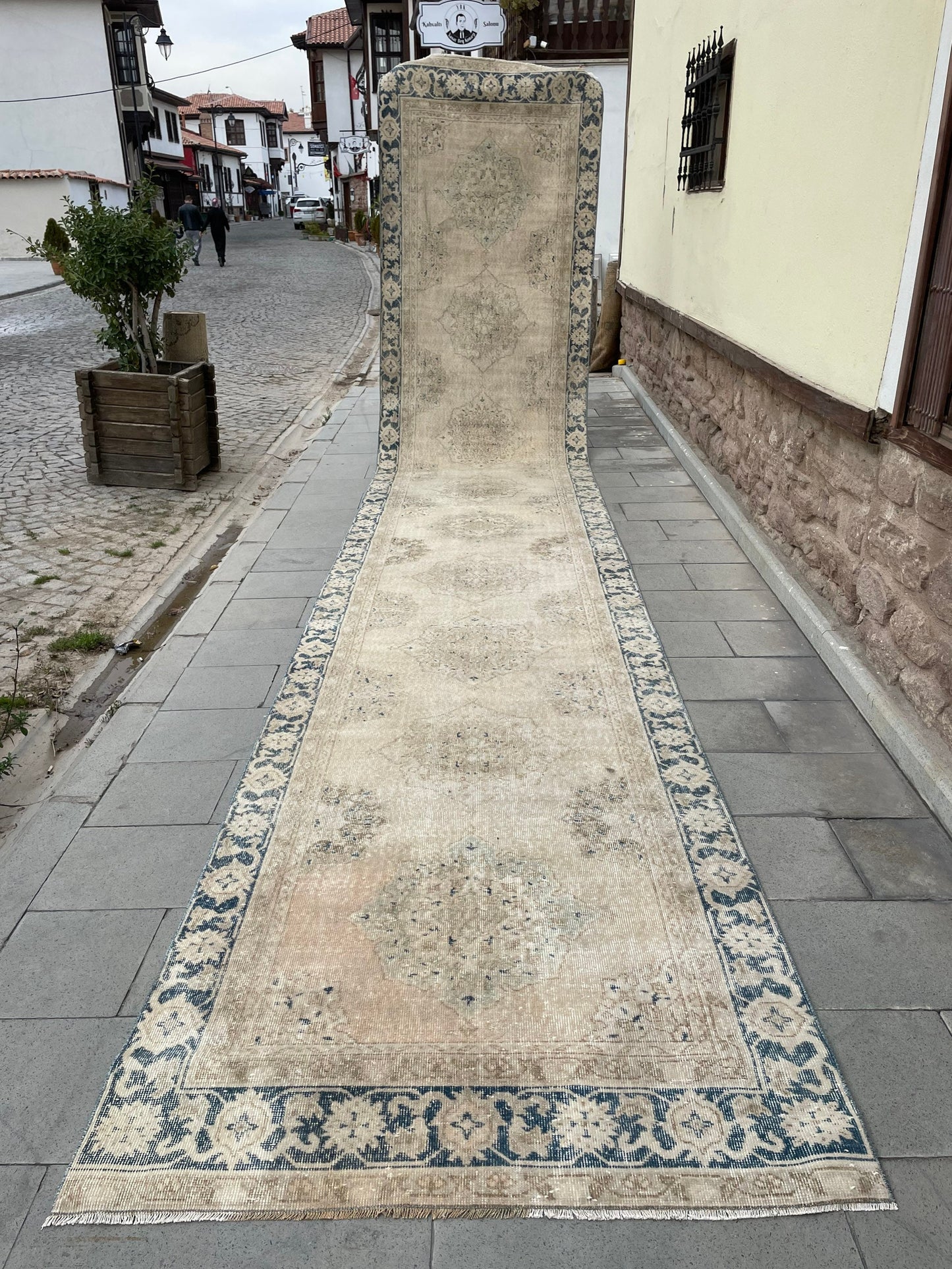 Muted Extra Long Turkish Runner Very Long Muted Oushak Runner Rug 5 x 22.4 Vintage Runner Rug XL Oriental Runner Rug Staircase Runner rug