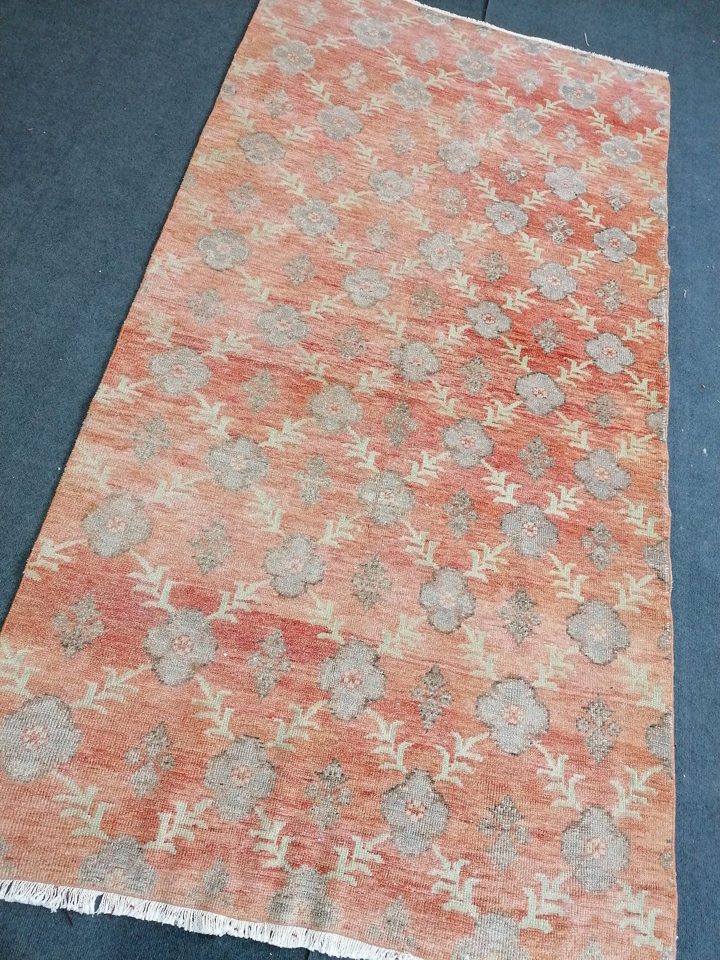 Oushak turkish rug, vintage turkish rug,oushak vintage rug,vintage rug,kitchen rug, vintage anatolian rug,unique hand made bohemian 8'4x4'4