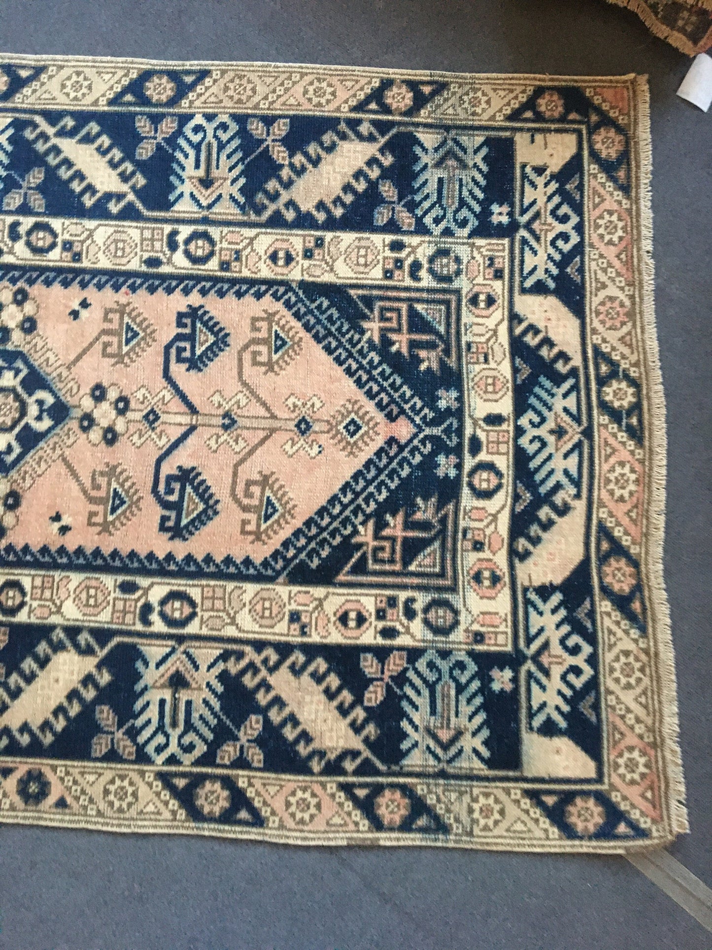 4x6 feet handmade blue turkish rug, vintage muted oushak bedroom rug, large bathroom floor rug, kitchen area wide rug,laundry large wool rug