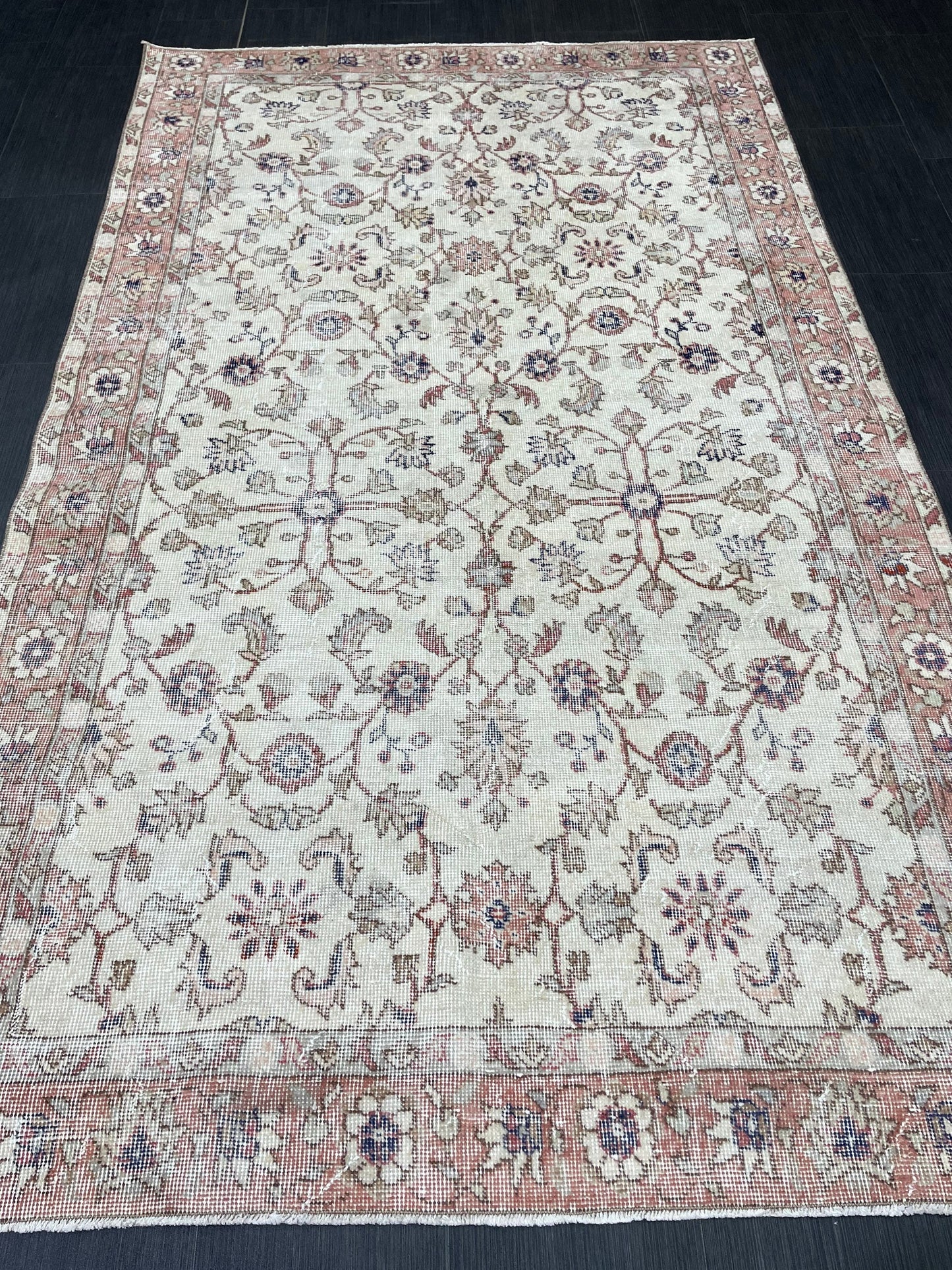 Vintage Rug TURKISH 4.6 x 7.7 Rug Handmade Rug Vintage Persian Rug Oushak Rug Hand Knotted RugTurkish Rug Vintage Oushak Rug, Wool Rug