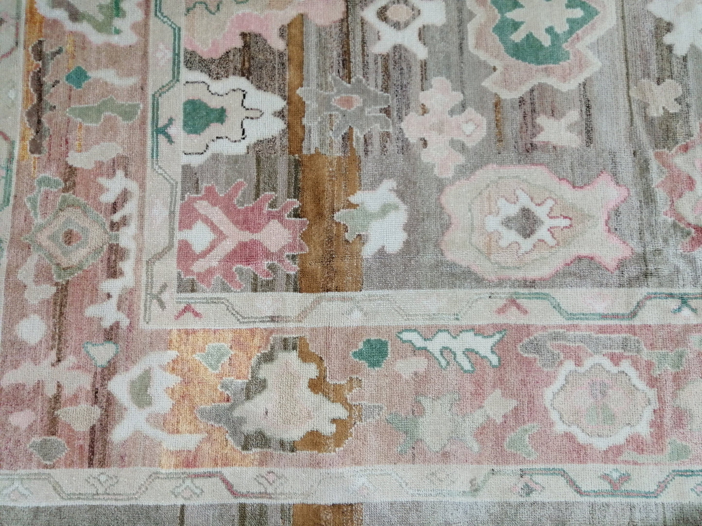 12 x 8.9 Vintage Muted OUSHAK RUG, TURKISH Oushak Rug, Wool Oushak Rug Hand Made Rugs, Vintage Oriental Rug