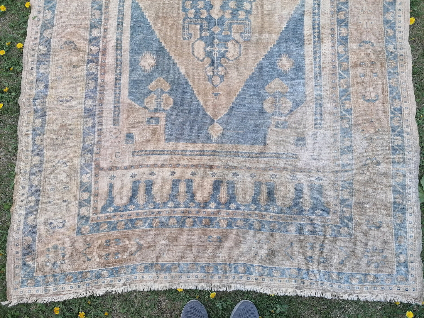 Oushak wool rug 5'4x9'7 turkish anatolian rug, vintage hand made rug, large living room rug kitchen rug, vintage bohemian rug