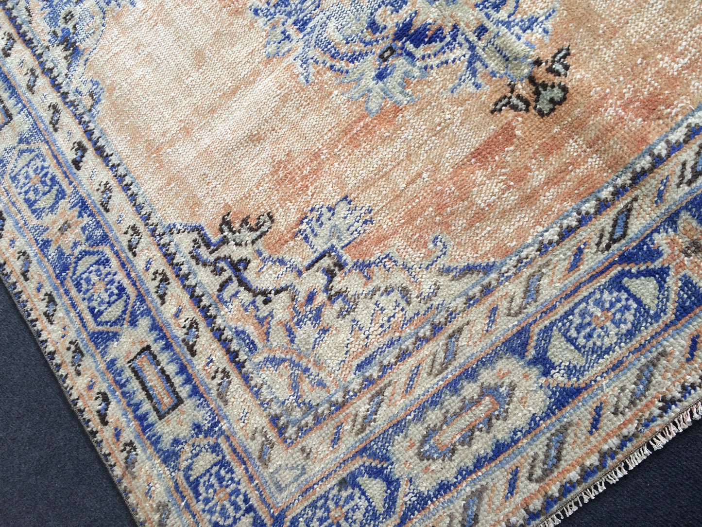 12 x 4.7 Oushak Runner Rug Turkish Runner Rug Vintage Runner Rug Hallway Runner Rug Kitchen Runner Rug Wool Runner Rug Wool navy dyes