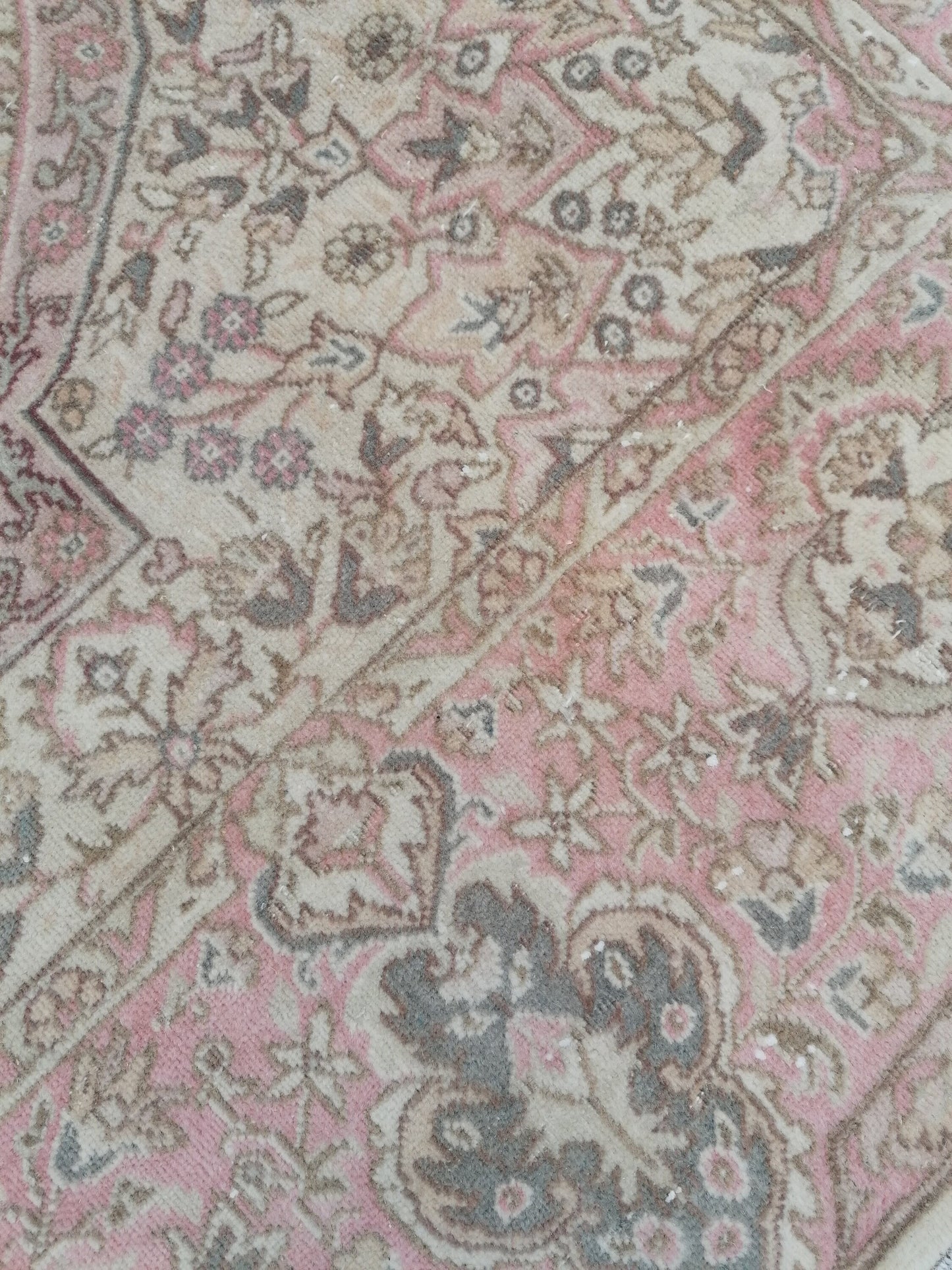 6.10 x 9.8 soft pink turkish rug, vintage rug, large vintage rug, wool oushak rug handmade rug