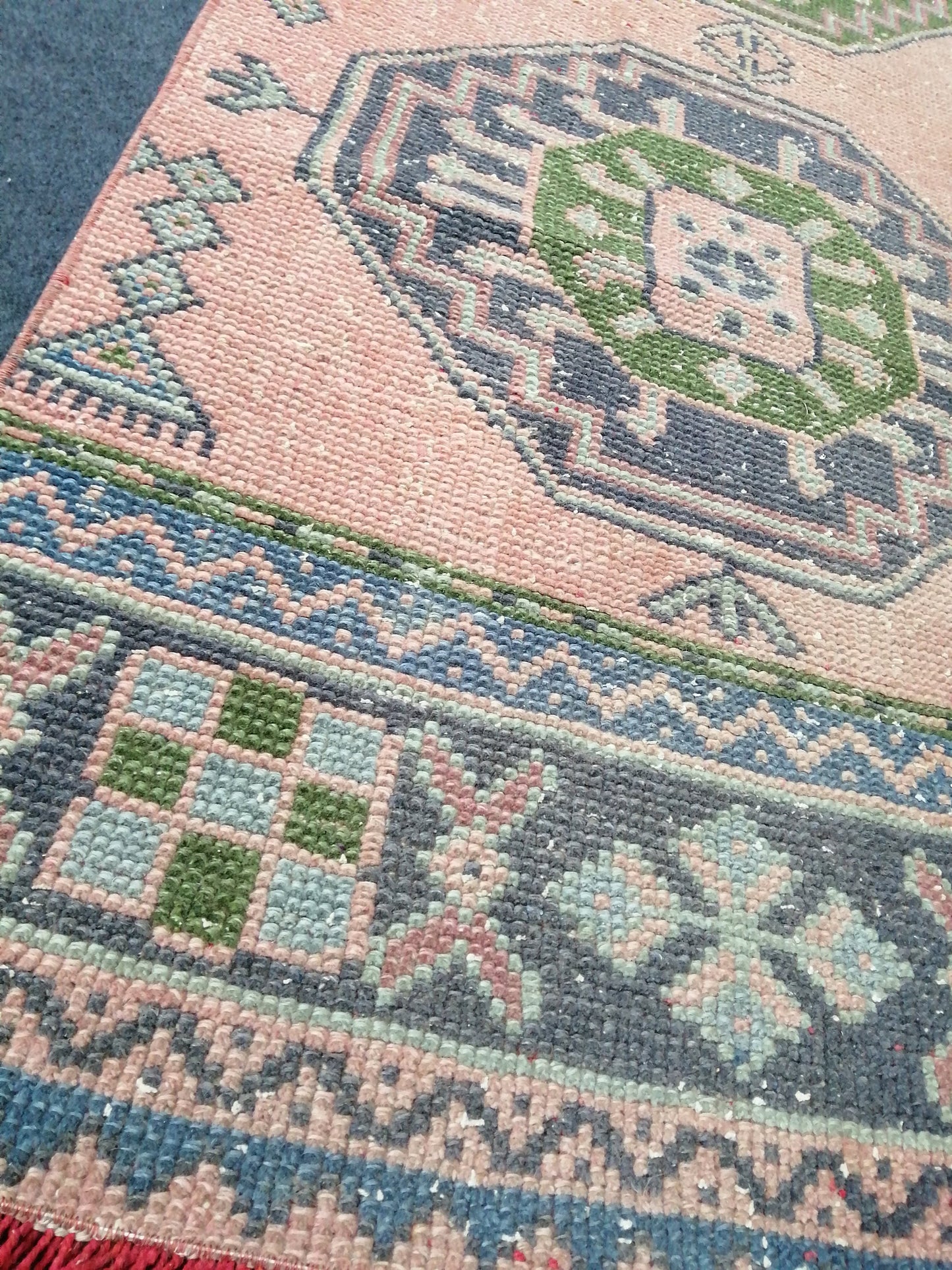 2.3 x 11.2 Oushak Runner Turkish Runner Rug Vintage Runner Rug Hallway Runner Rug Turkish Rug Runner Wool Runner Rug Green and Pink Runner