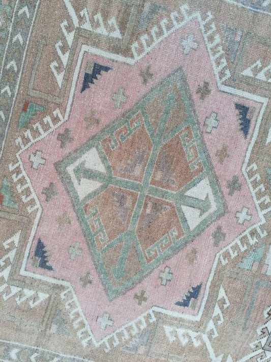 4.7 x 8 wool rug, vintage oushak rug, turkish handmade living room rug