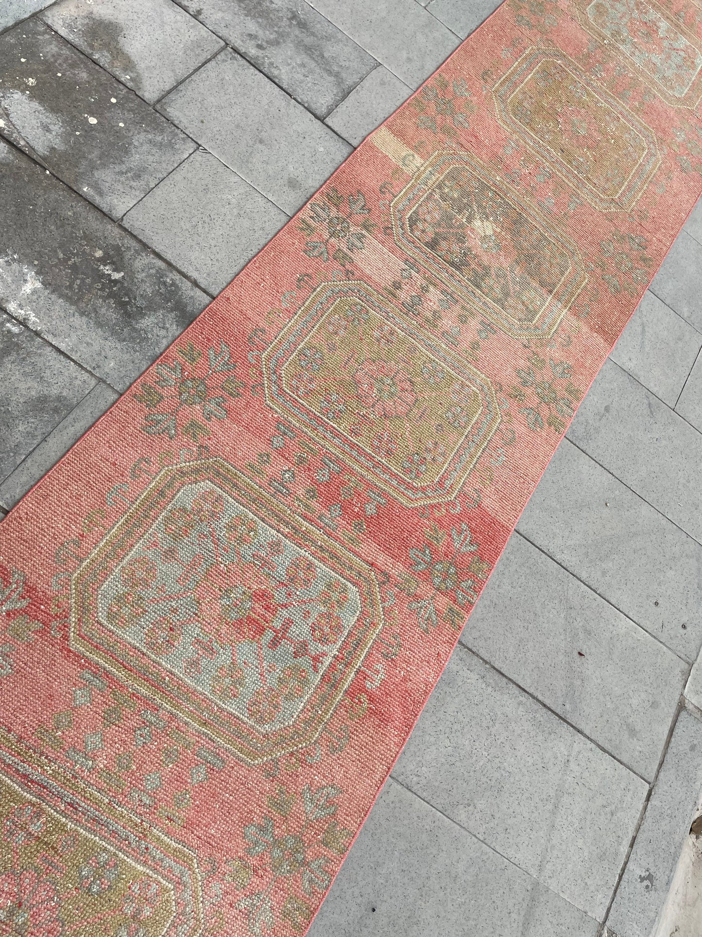 Wool Extra Long Turkish Runner Rug, Very Long Oushak Runner 2.7 x 18.9 ft Rug, Vintage Runner Rug, XL Handmade Runner Rug Staircase carpet