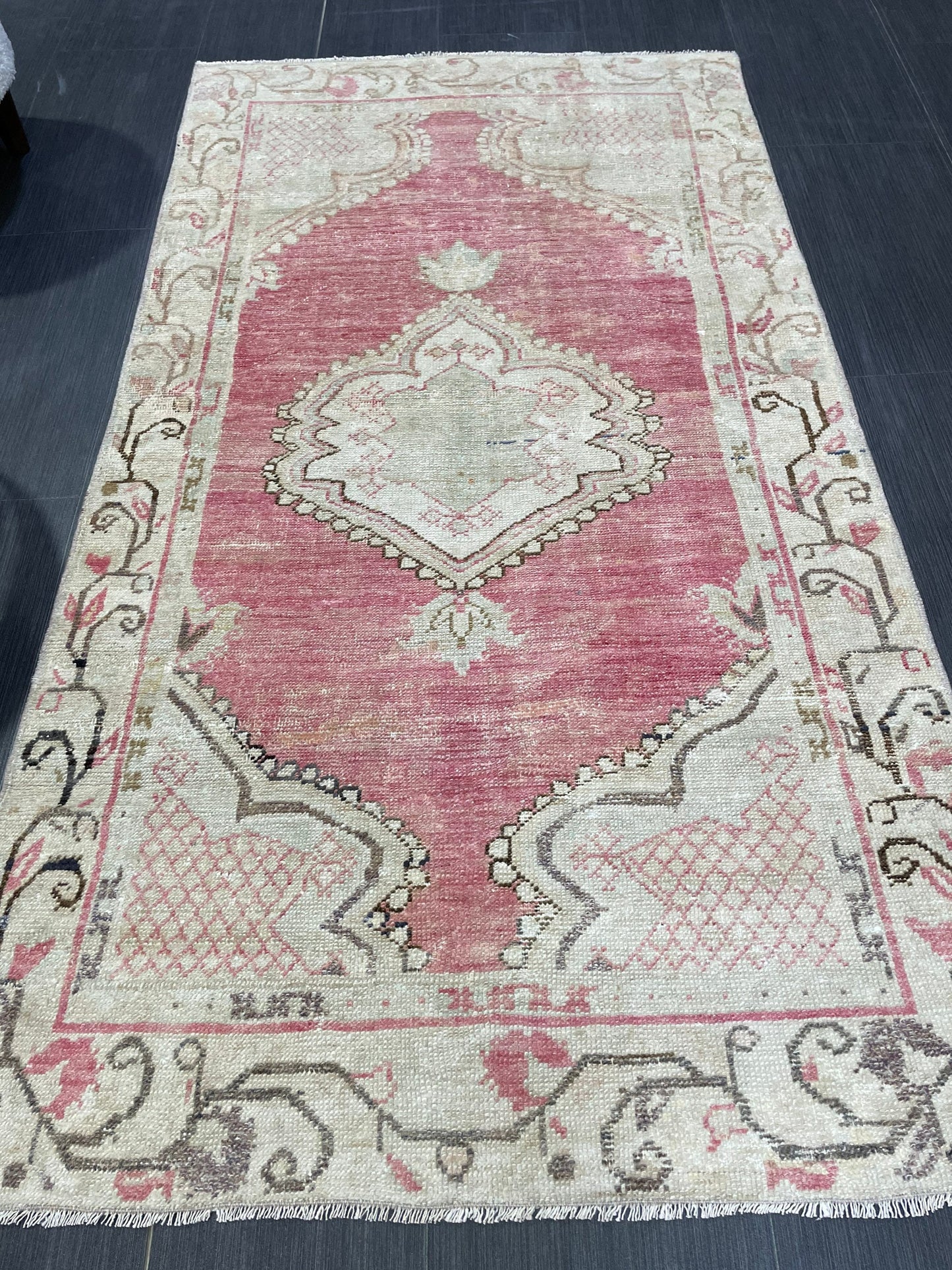 Antique Rug, Vintage 3 x 5.5 Rug, Turkish Wool Rug, Oushak Rug, Fine Hand Knotted Rug, Persian Rug, Handmade Rug