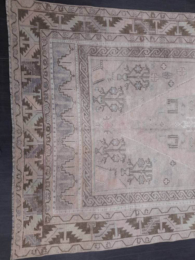 Muted OUSHAK RUG TURKISH Rug 5.7 x 11.4 Muted Vintage Oriental Rug Vintage Persian Rug Wool Rug Hand Made Rug Vintage Turkish Rug