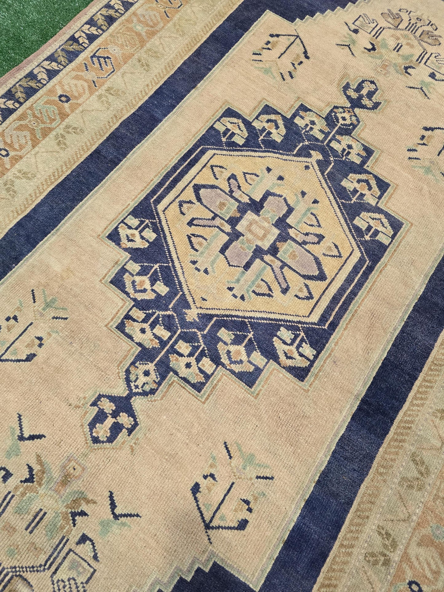 Quality OUSHAK RUG, TURKISH Oushak Rug, Vintage Oushak 5.6 x 10 Rug, Vintage Blue Rug, Wool Handmade Rug, Anatolian Rug, Hand Knotted Rug