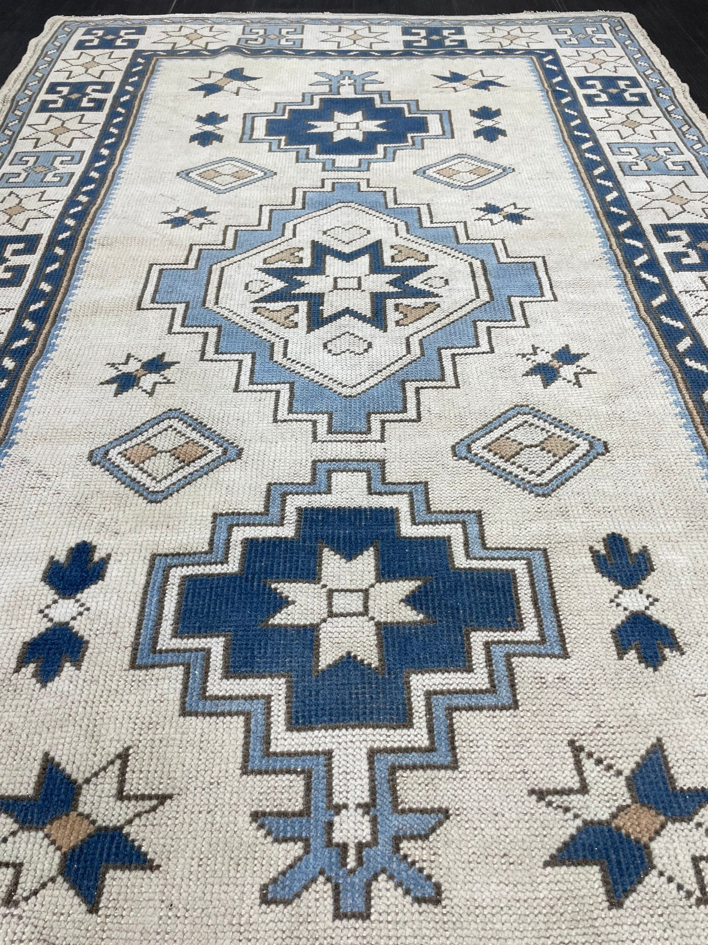 Vintage Rug Handmade 4.5 x 7.2 Rug, Oushak Rug, Turkish Rug Persian Rug Vintage Rug, Wool rug Oriental Rug Blue Rug