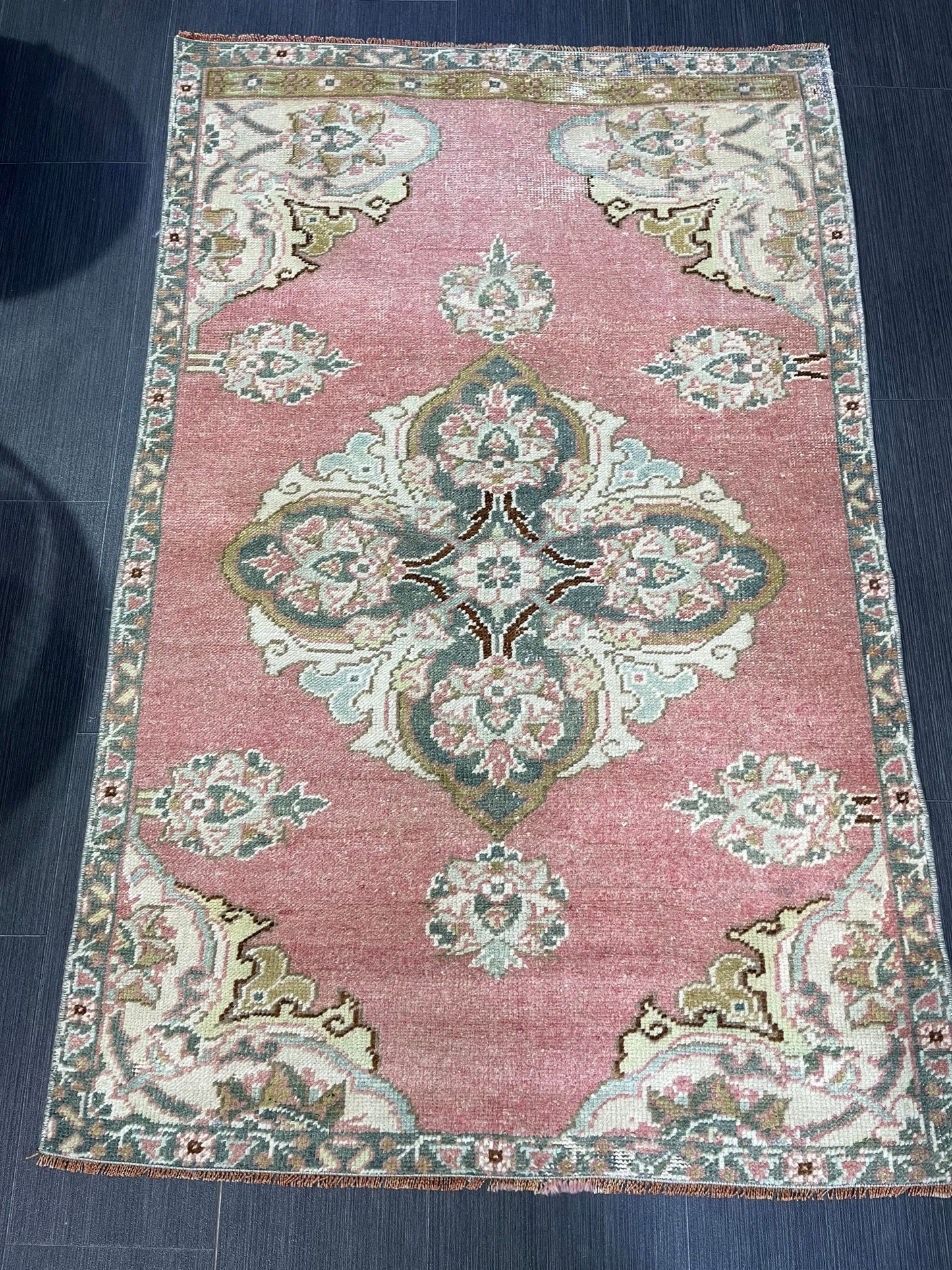 Vintage Turkish RUG, Oushak Rug, 3 x 4.9 Vintage Rug, Antique Rug, Handmade Rug, Hand Knotted Rug Bohemian Rug Wool Rug