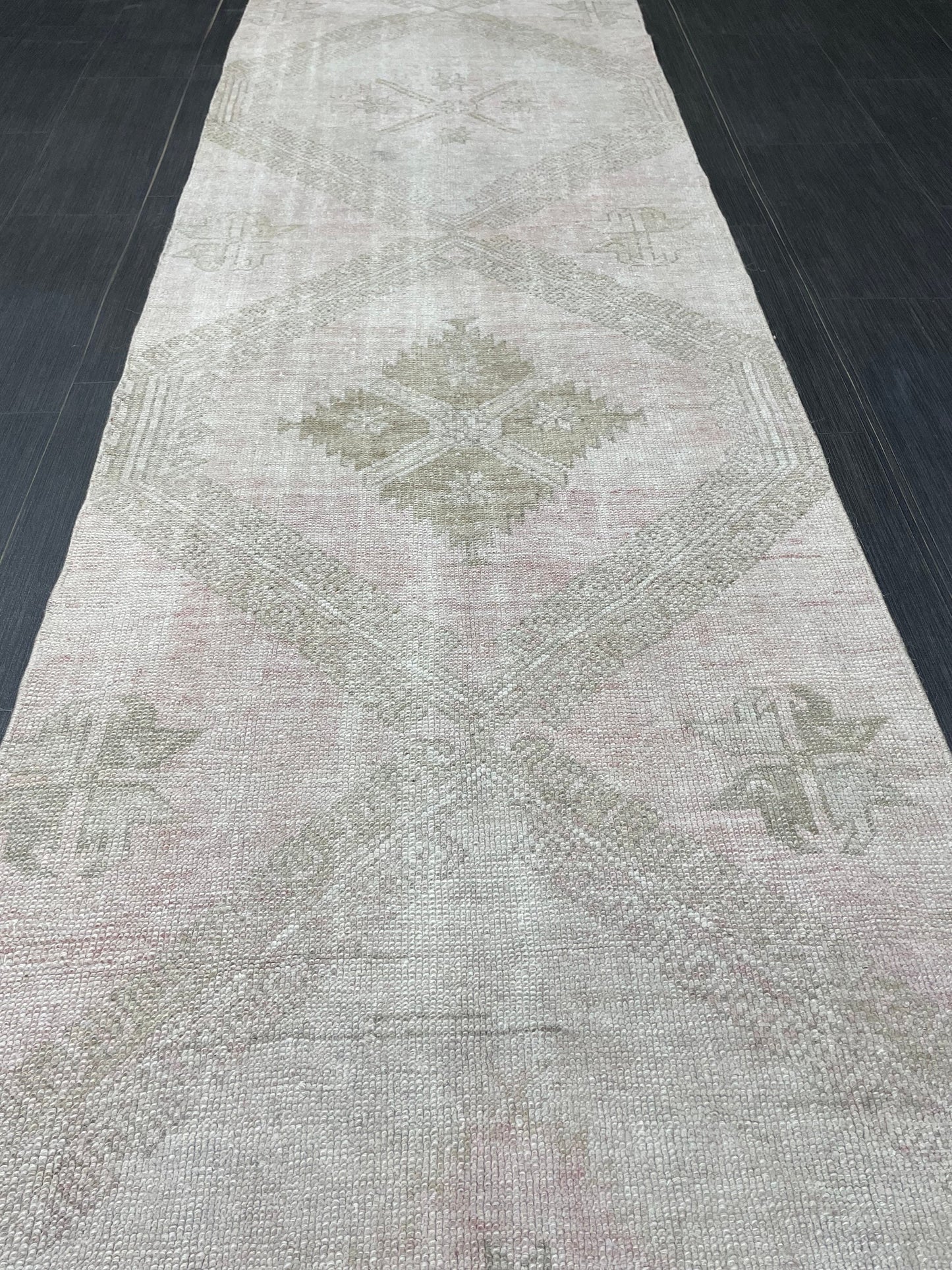 Muted Oushak Runner 2.7 x 13.4 Rug Turkish Runner Rug Vintage Runner Rug Long Hallway Runner Rug Kitchen Runner Rug Wool Runner