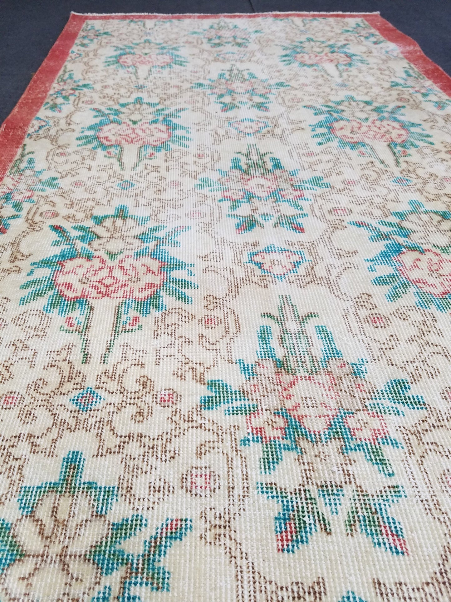 3.8 x 6.4 Oushak turkish rug, vintage rug, Distressed kitchen rug - vintage anatolian handmade rug