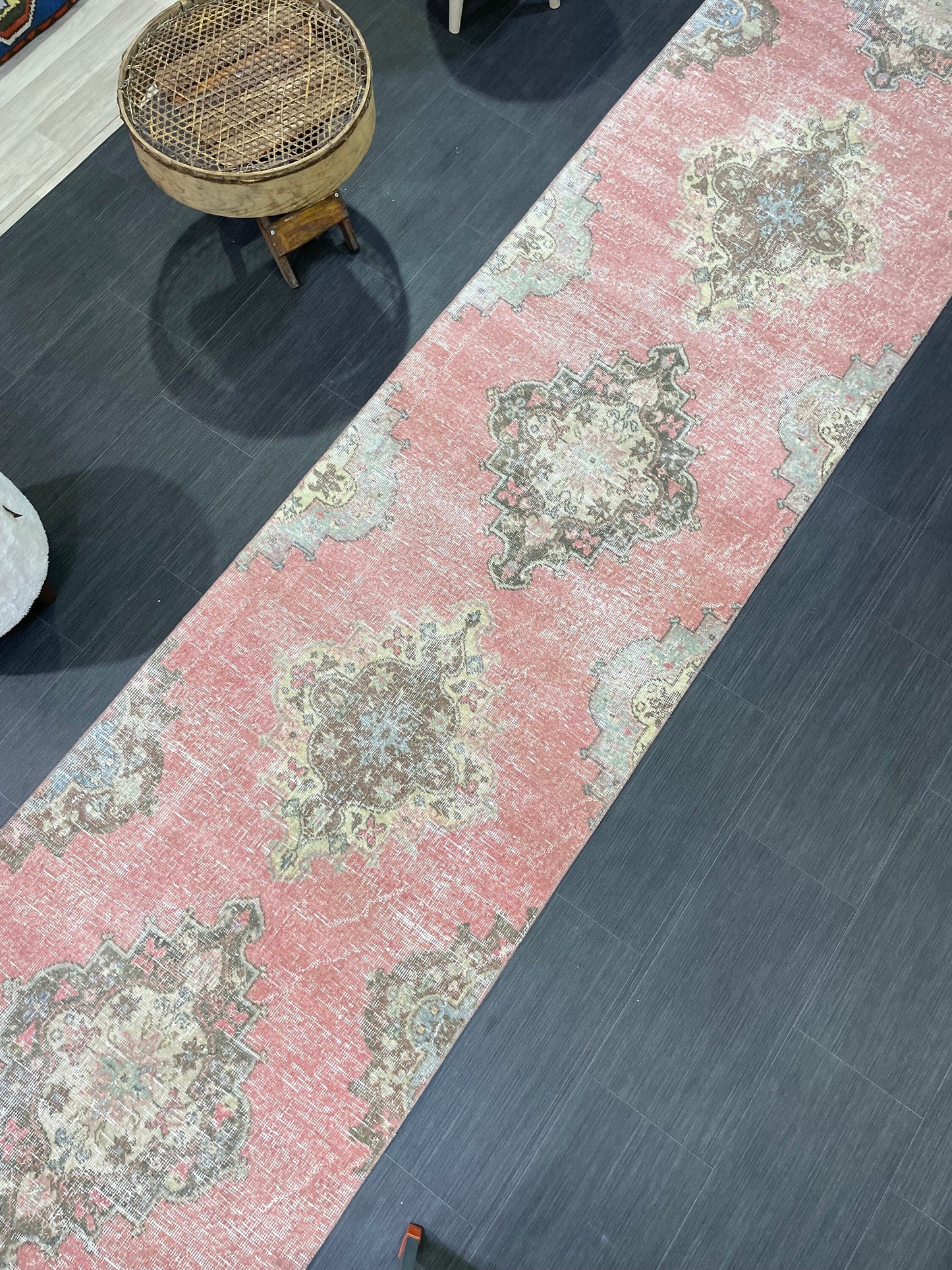 Turkish RUNNER Rug, Oushak 2.10 x 13.10 Runner Rug, Distressed Runner Rug, Wool Oushak Muted Rugs, Vintage Runner Rug,Handmade Rug Runner