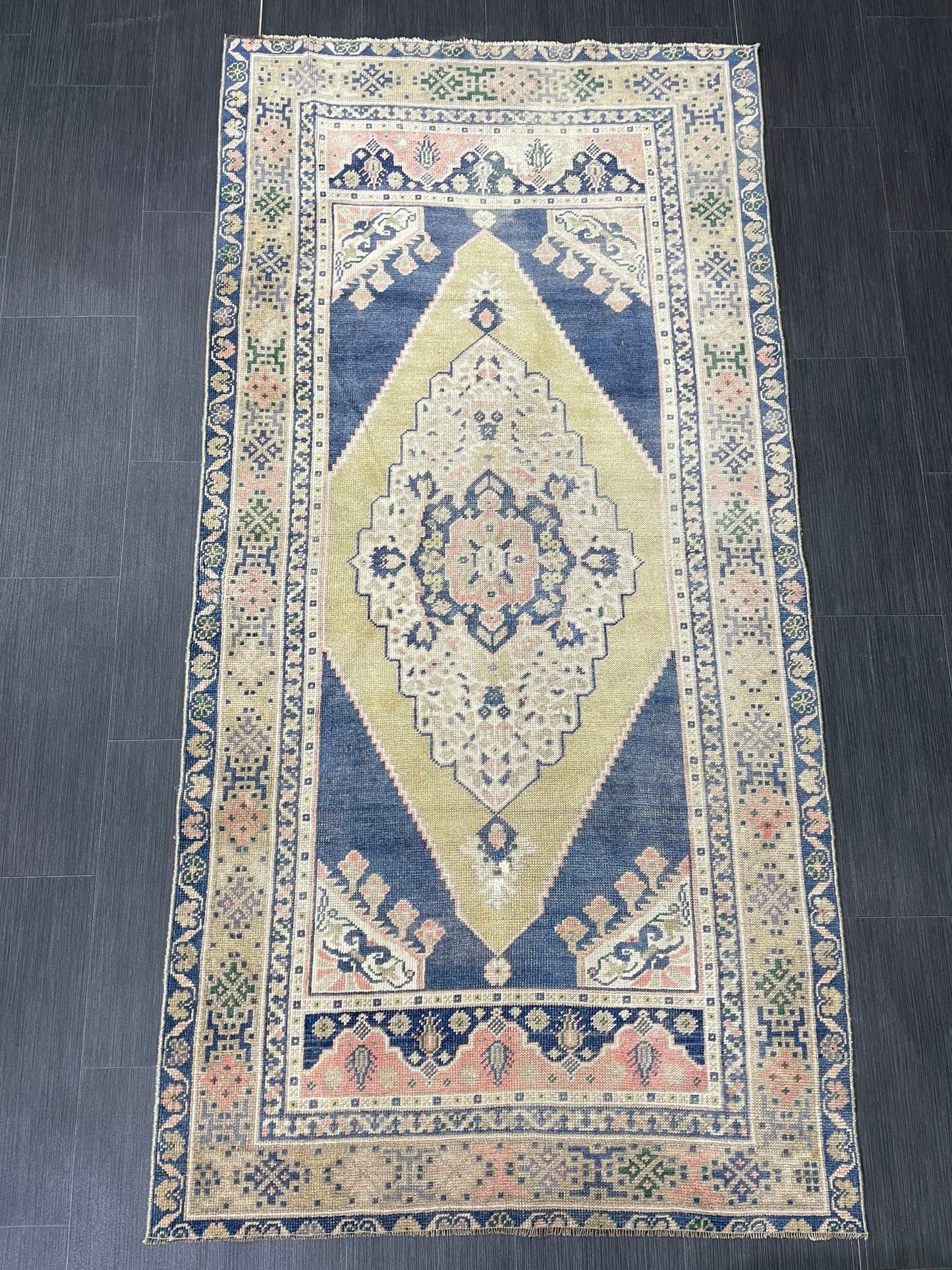 OUSHAK RUG TURKISH Vintage 3.5 x 7 Rug Vintage Oriental Rug Vintage Rug Wool Hand Knotted Rug Hand Made Rugs Vintage Turkish Rug