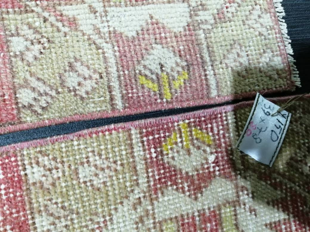 Vintage Turkish Rug Twin Mini Rug Bathroom Rug Pair Turkish Rug Oushak Rug Persian Hand Made Rug Vanity Rug Vintage Rug