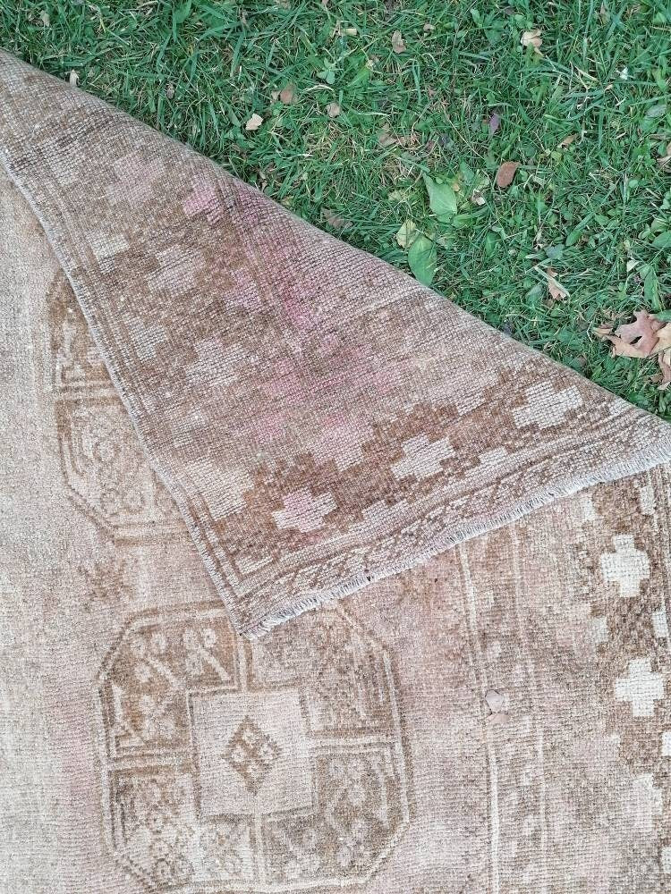 Neatural turkish wool rug, oushak hand made rug 4x6'3 living room rug