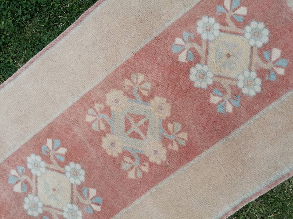 Hallway wool runner 2'5x8'8 turkish runner rug, vintage handmade runner rug, kitchen runner